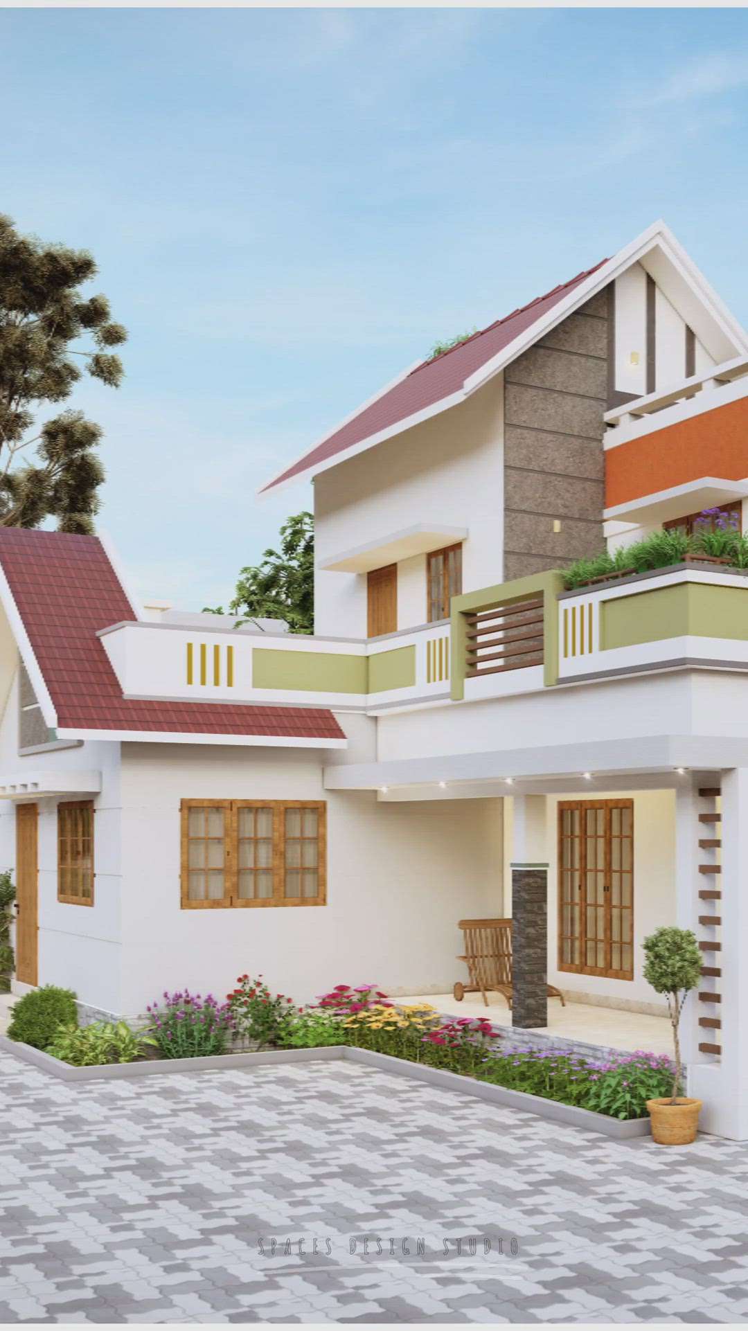 #HouseDesigns # Home exterior  #2180 sqft #Designs  #exteriordesigns  #ElevationHome  #elegant  #stonecarving  #TexturePainting  #color  #GardeningIdeas