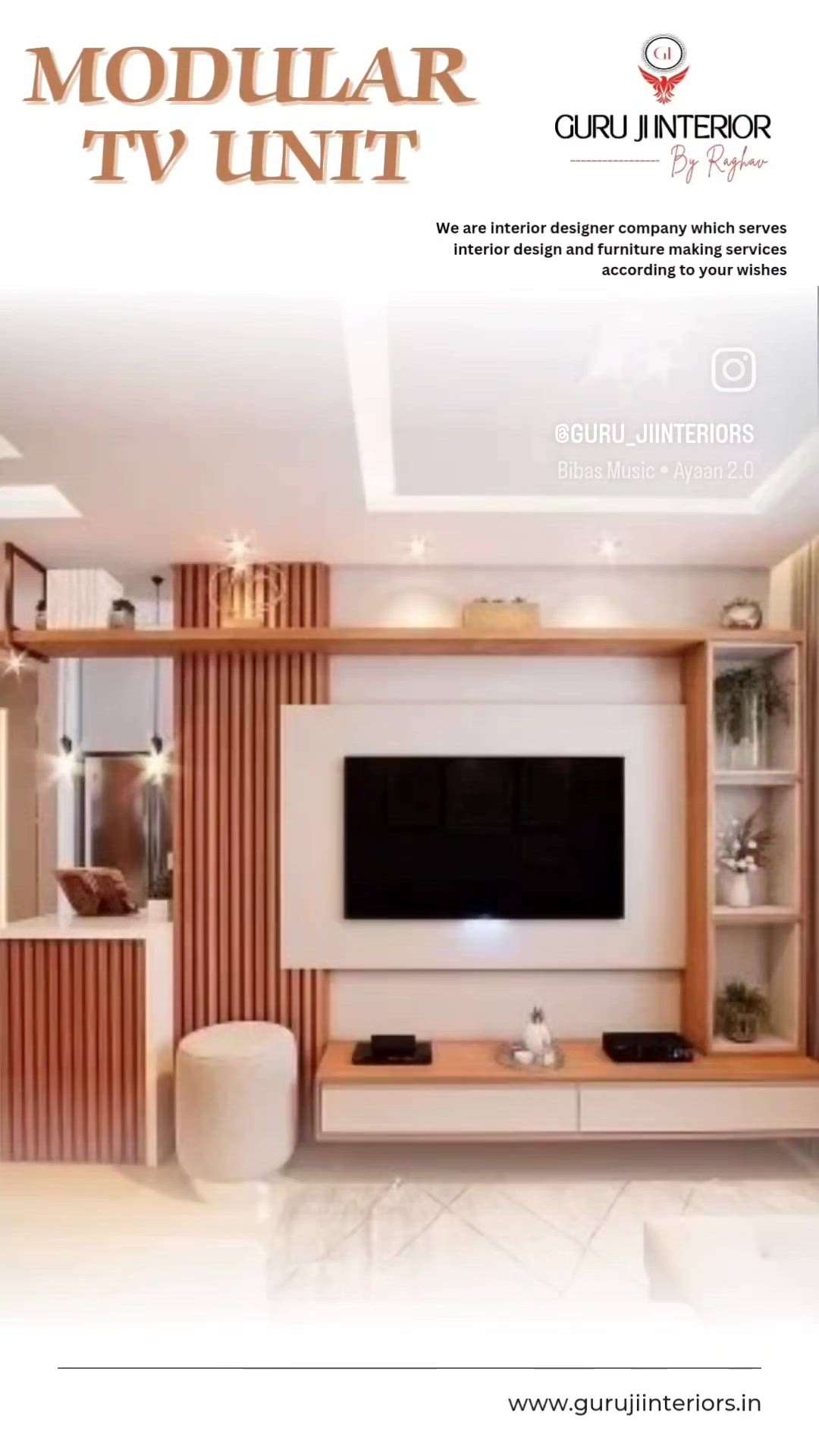 Modular TV Unit 
@ Great Designs for your Home 
.
Guru ji interior
By Raghav
Call - 9870533947 ,7303111335
#gurujiinteriors
#Interiordesign #luxuryhomes
#PerfectInterior #homedecore
#modularkitchen #wardrobe 
#homeoffice #tvunit