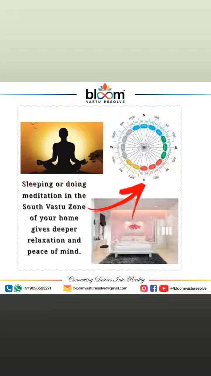Your queries and comments are always welcome.
For more Vastu please follow @bloomvasturesolve
on YouTube, Instagram & Facebook
.
.
For personal consultation, feel free to contact certified MahaVastu Expert through
M - 9826592271
Or
bloomvasturesolve@gmail.com

#vastu 
#mahavastu #mahavastuexpert
#bloomvasturesolve
#vastuforhome
#vastureels
#vastulogy
#वास्तु
#vastuexpert
#negativethoughts
#relaxationzone 
#southzone
#vasturemedy
#anxiety
#sleepdisorder 
#MasterBedroom
