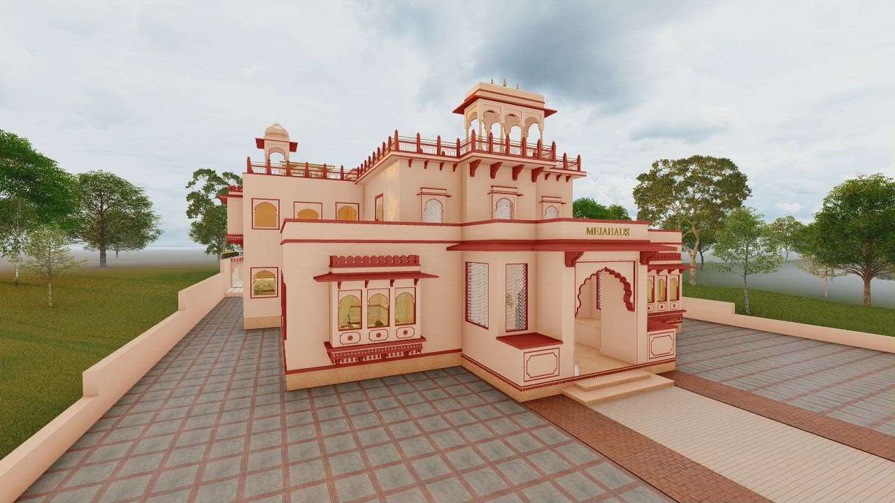 Traditional rajasthani haveli house design
 #TraditionalHouse  #rajasthanistyle  #haveli  #heritagestyleelevation  #heritagearchitecture  #Architect  #architecturedesigns  #ElevationDesign  #walkthrough_animations