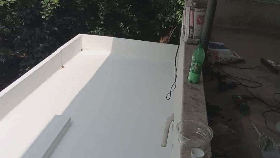 waterproofing on open terrace using MAPEI Planiseal 88 white for waterproof protection and temperature decreasing  #WaterProofings  #WaterProofing