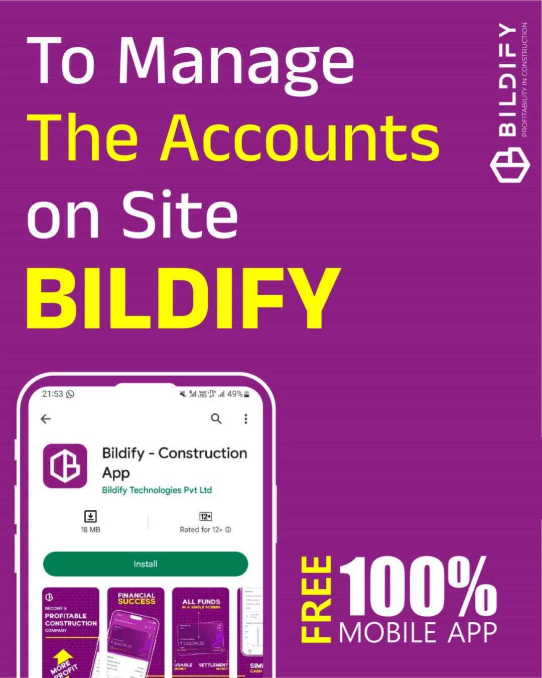 Bildify helps you understand site metrics, staff salaries, daily wages, site progress, and make appropriate financial decisions.

● Increase profits.
● Track all financial activities.
● All construction sites at your fingertips.
● Completely free mobile application.
● Web version with premium features.

This app is now making waves in the construction industry. It has a dedicated helpline to answer all kinds of customer queries.

*Download App* https://link.bildify.in/kolo

*Contact :* +91 85920 51282

 #profit #construction #expenses #site #owner #Contractor
