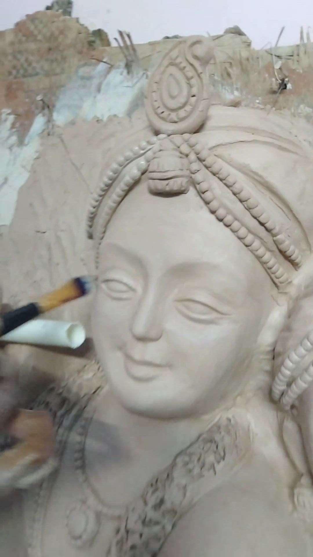 clay work for fiberglass middle relief work in progress