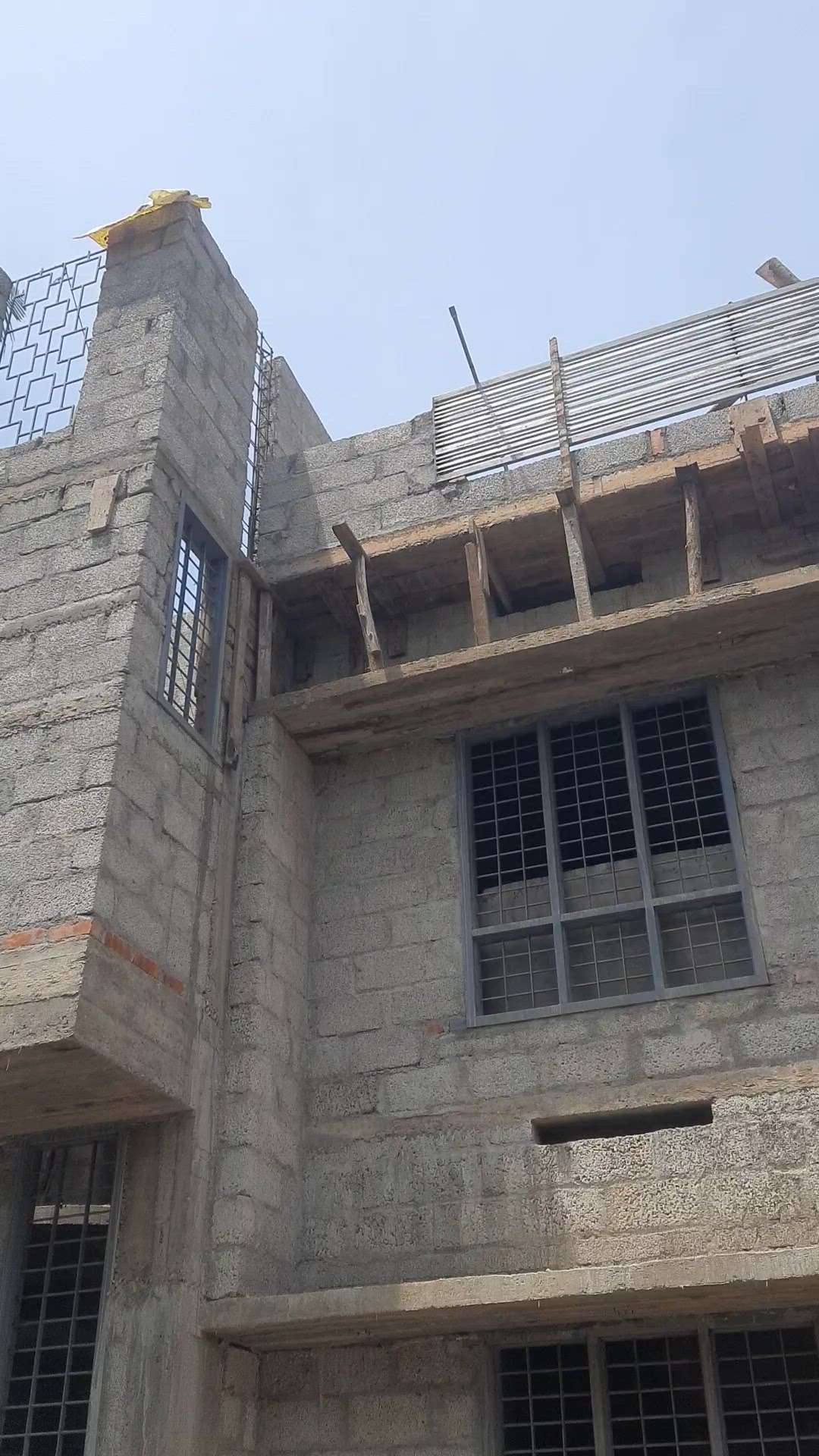Side view of a budget house under construction