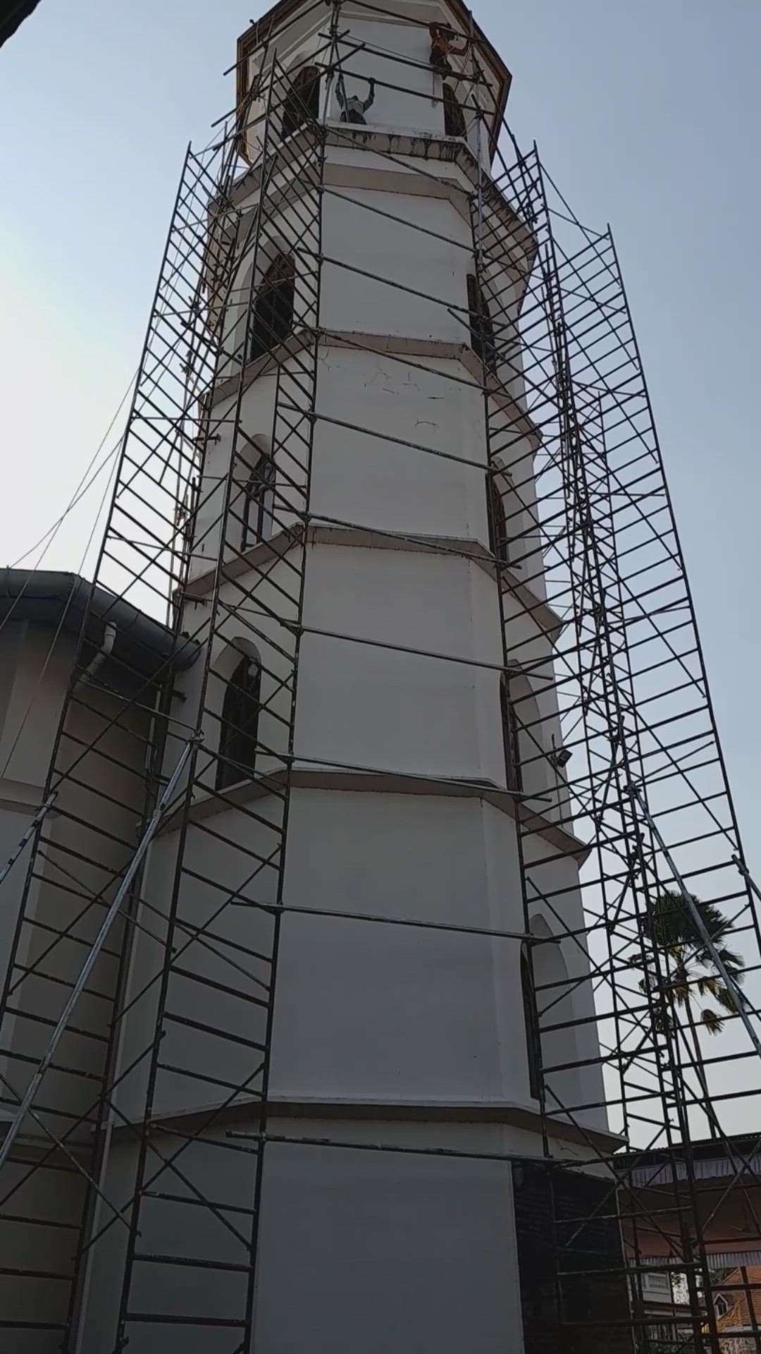 Our scaffolding for painting at St. Mary's' Metropolitan Church, Changanachery