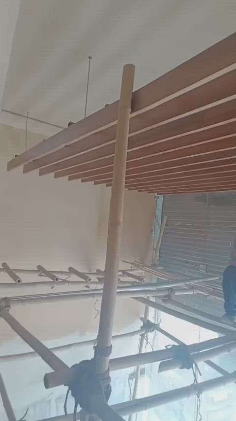 Wooden Rafters on the ceiling #Salon Interiors #InteriorDesigner #HouseDesigns #officedesign #furniturework #WallDesigns #planning #KitchenInterior