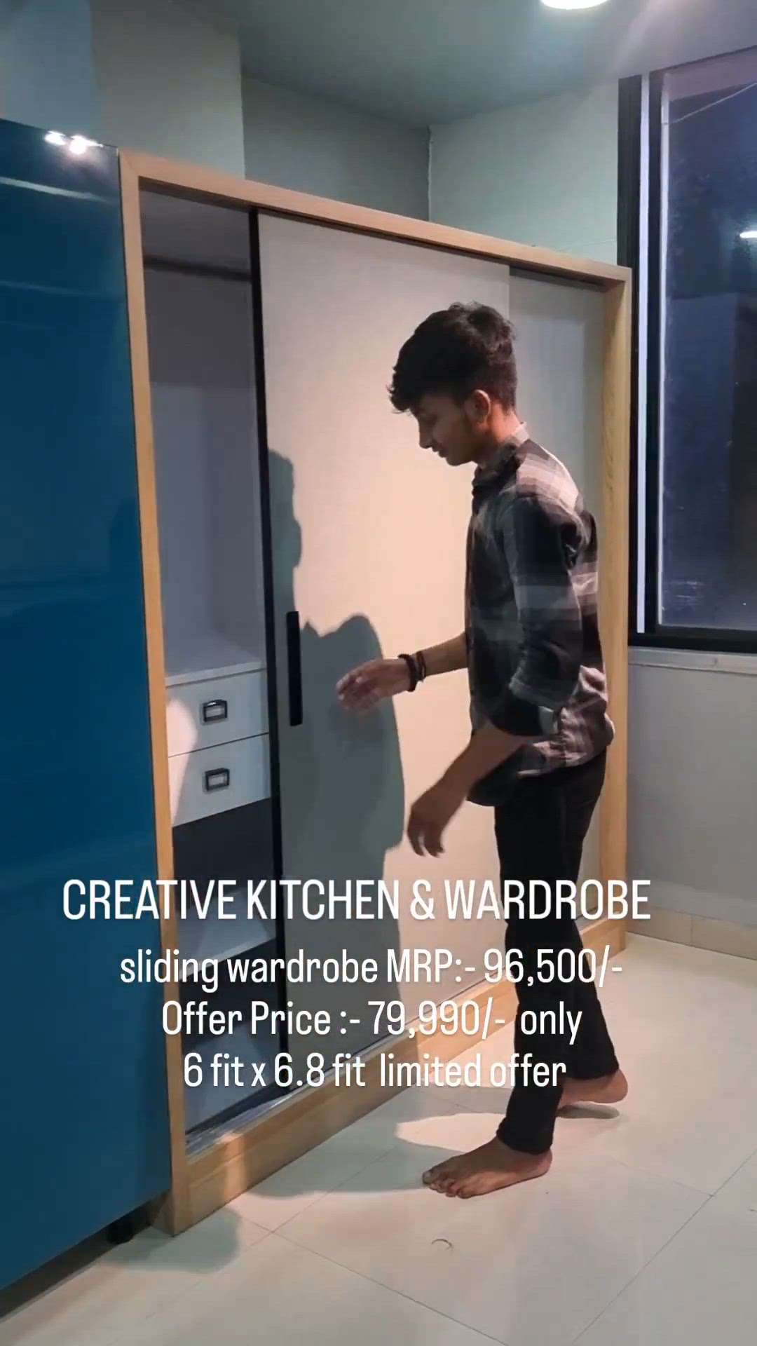 @creative_kitchen_and_wardrobe
@creative_kitchen_gallery
Sliding wardrobe only 79,990/- 
10 year warranty 
Limited Offer 
HDHMR 
6 fit × 6.8 fit 
Water resistant 
termite proof
Sofe cloed 
.
.
.
.
.
.
.
.
.
.
.
.
#kitchendesign
#artwork #wardrobestylist #indore #creative