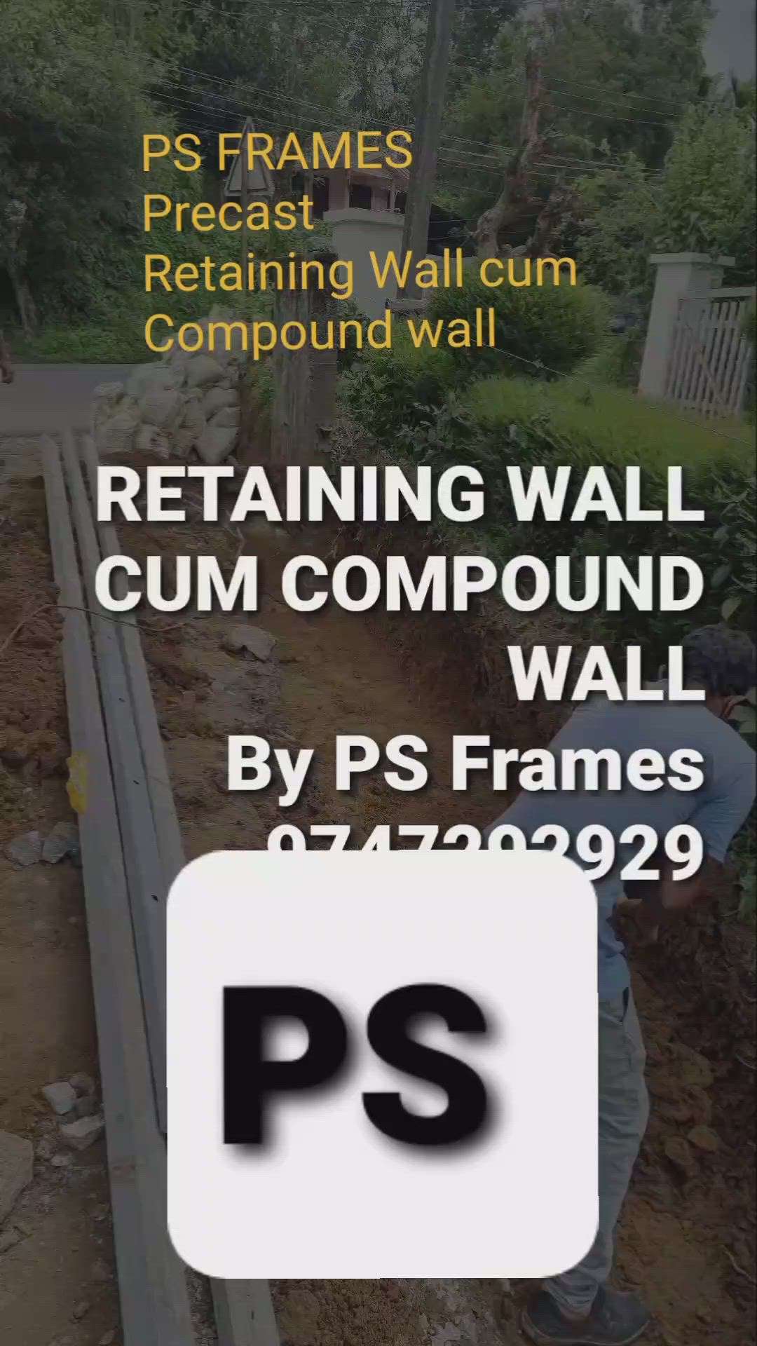Precast Concrete retaining wall cum compound wall installation