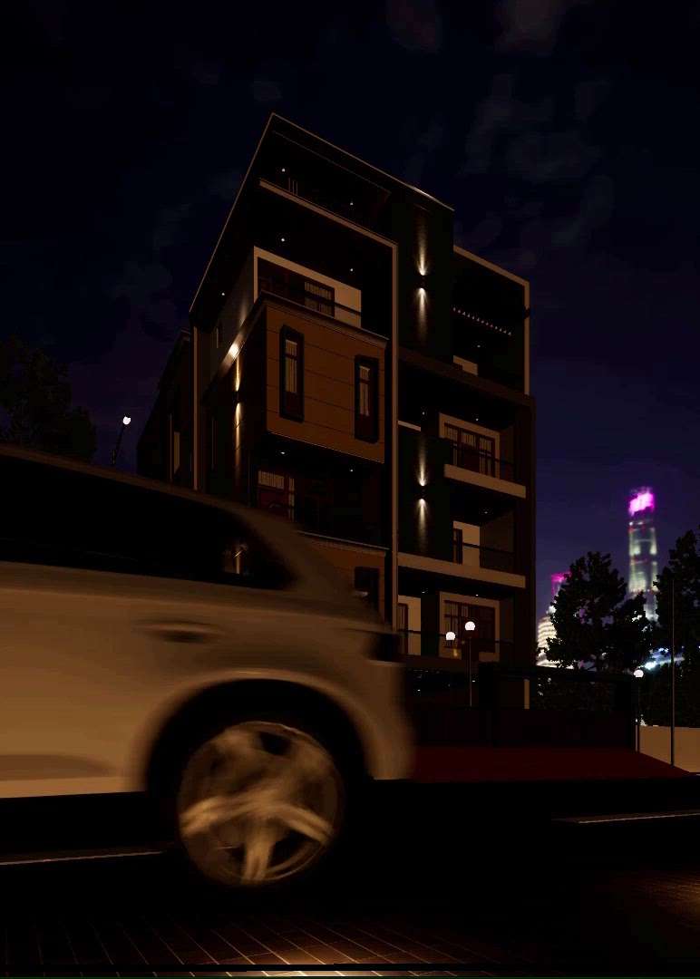 night view #ElevationDesign  #walkthough  #moderndesign