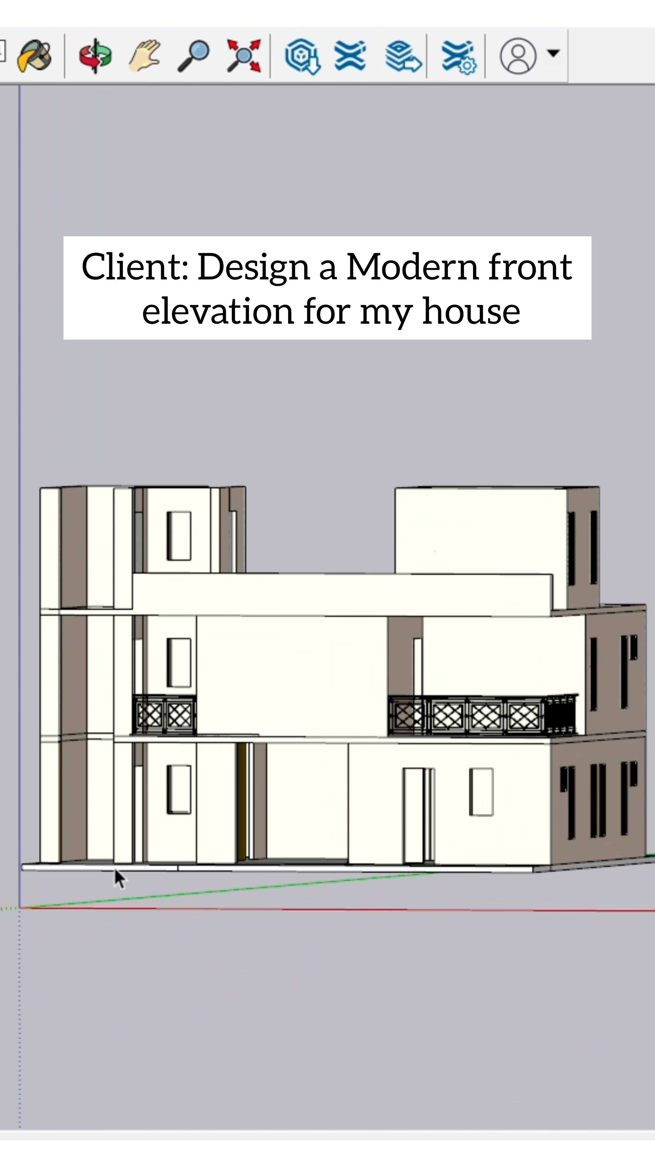 Front elevation design for our upcoming 2000 sqft Residential (Architecture and interiors) project in Haryana. 

In our design we aimed for a modern and dynamic look, as the client demanded. We blended different materials such as wood, concrete and glass to achieve this elevation. 

Contact us to get your projects done.

Dm for enquiries or call us at ☎️
+91 97038 36000 
+91 81787 08086

 
.
.
.
.
#frontelevation #elevationdesign #elevationideas #3delevation #frontfacade #modernfacade #modernelevation #viral #archigram #archtecturedesign #architecturestudio #archilovers