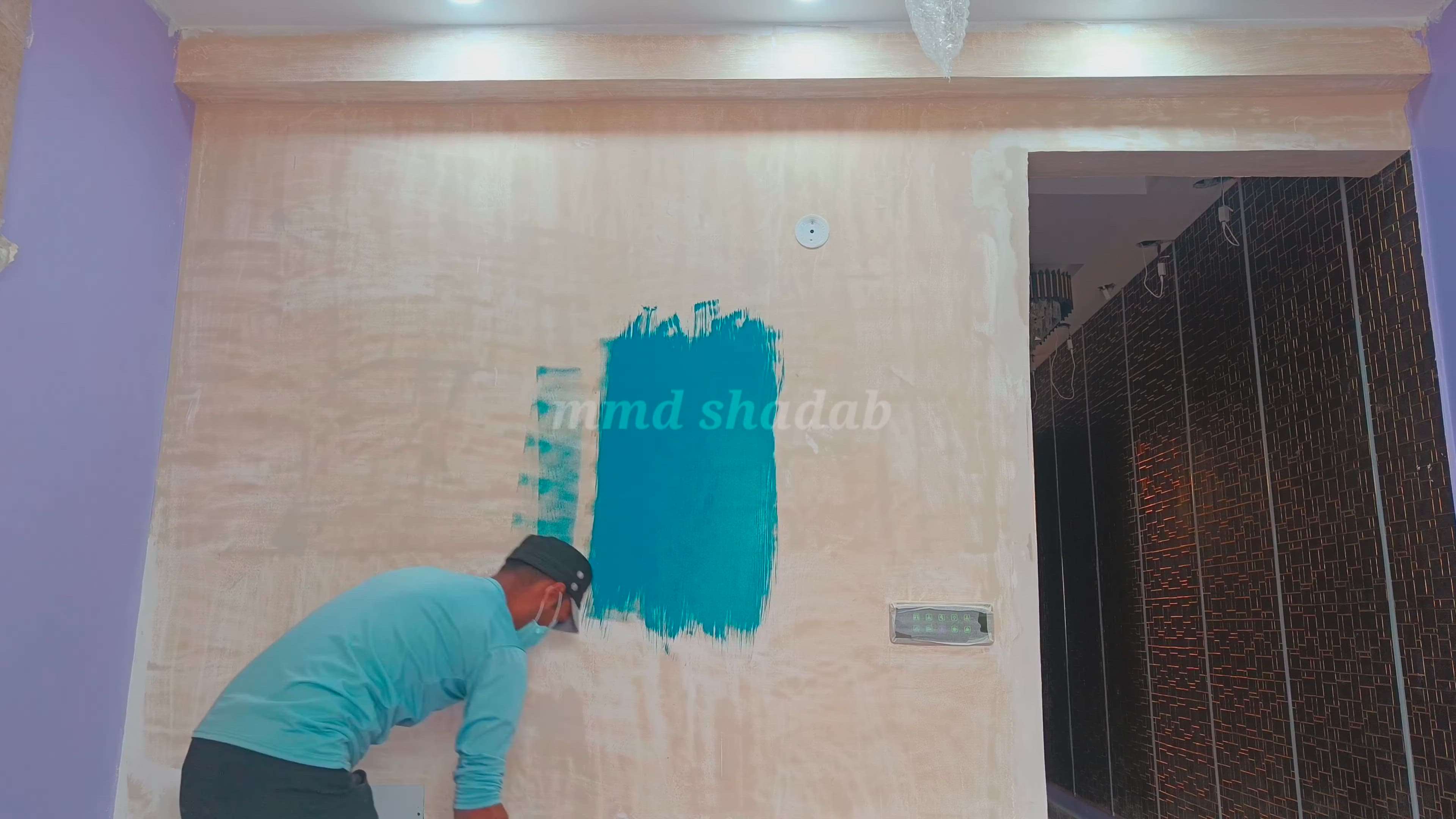 leaf wall stensil design ideas for bedroom | #mmdshadab #viralkolo