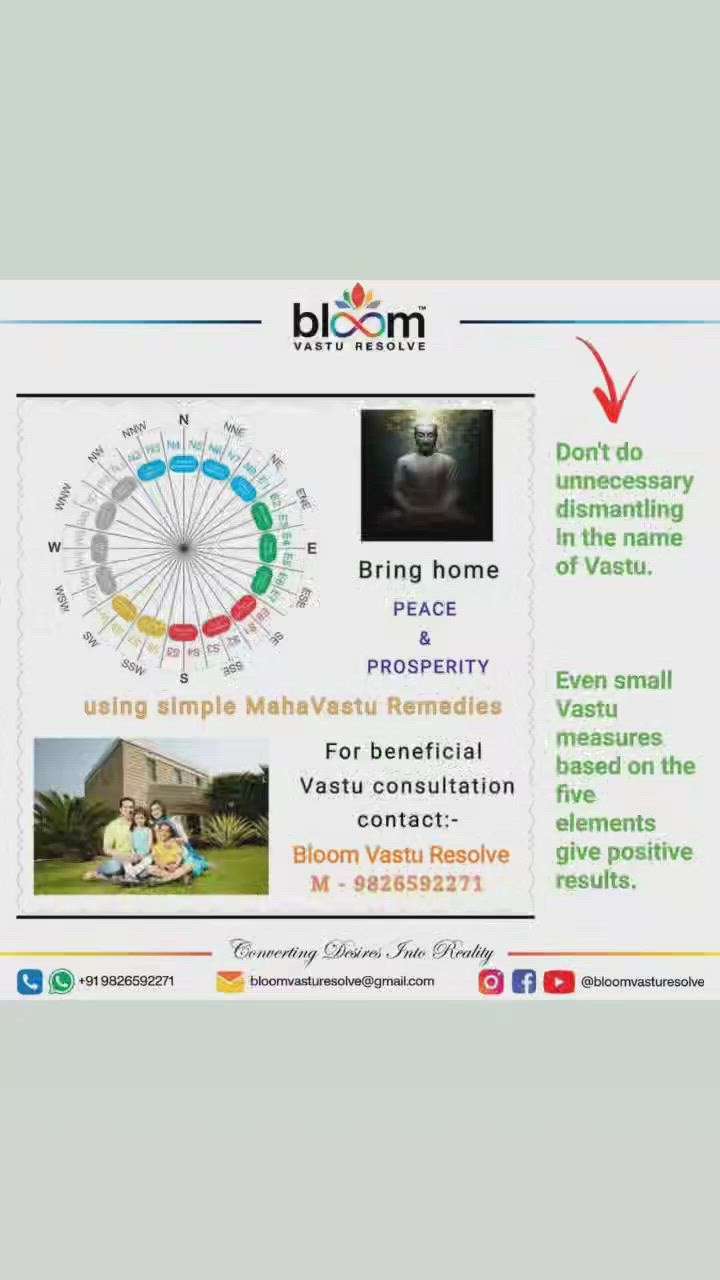 For more Vastu please follow @Bloom Vastu Resolve 
on YouTube, Instagram & Facebook
.
.
For personal consultation, feel free to contact certified MahaVastu Expert MANISH GUPTA through
M - 9826592271
Or
bloomvasturesolve@gmail.com

#vastu 
#mahavastu 
#vastuexpert
#vastutips
#vasturemdies
#bloomvasturesolve #bloom_vastu_resolve 
#newhouse
#newhome
#toilet
#entrance
#bedroom
#kitchen