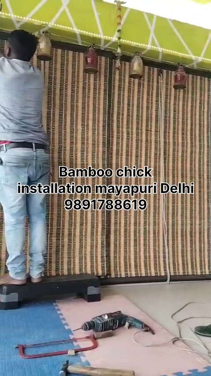How to install bamboo chick installation mayapuri Delhi contact 9891788619