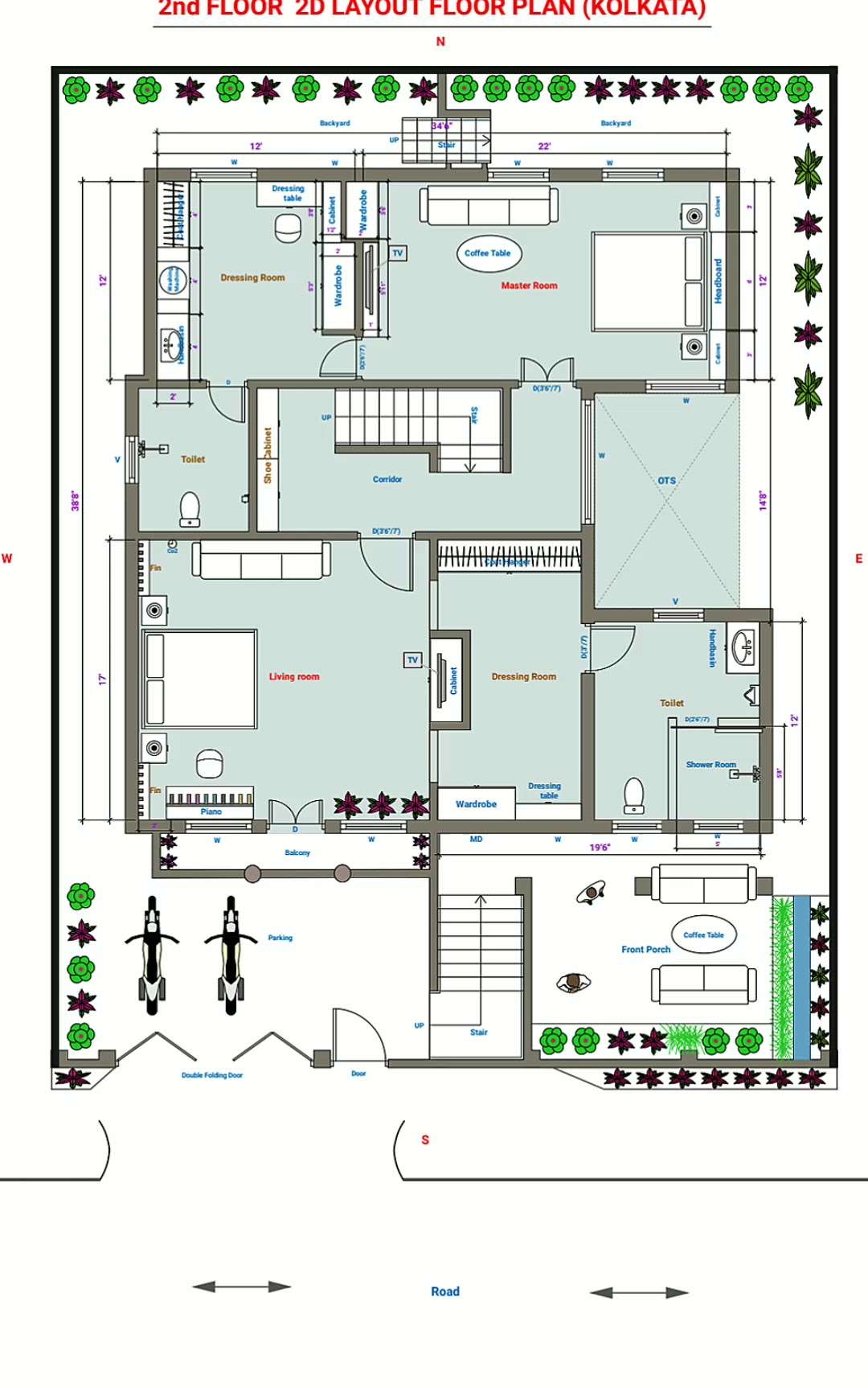 Duplex Floor Layout Plan 2D model