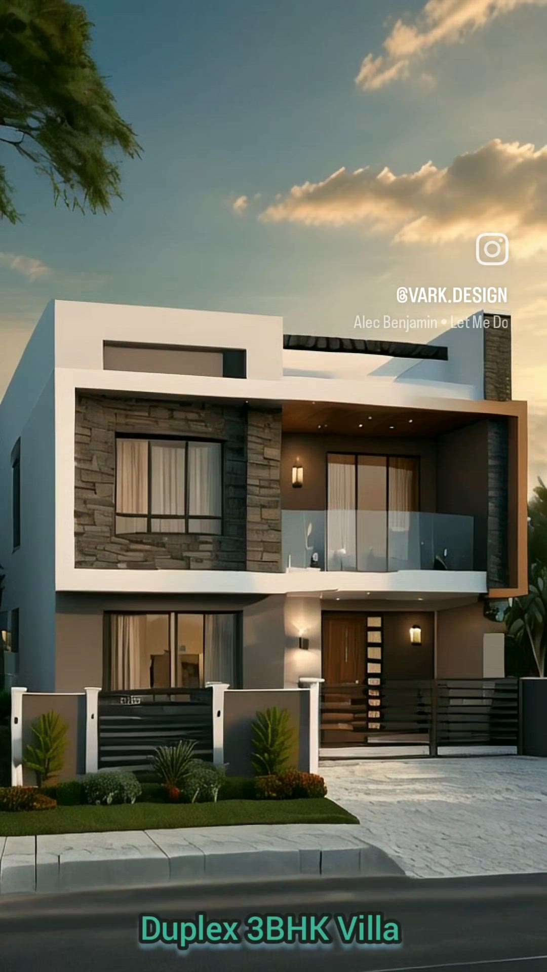 Duplex 3BHK laxury villa Plan Front Elevation design
