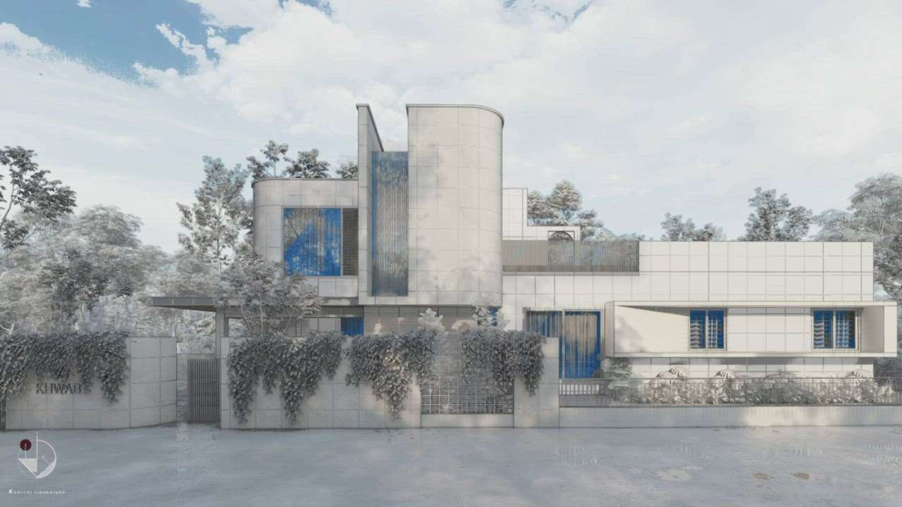 Propose residence @ Palakkad. 
 #ContemporaryHouse  #Minimalistic  #white  #curvedwalls  #louvers