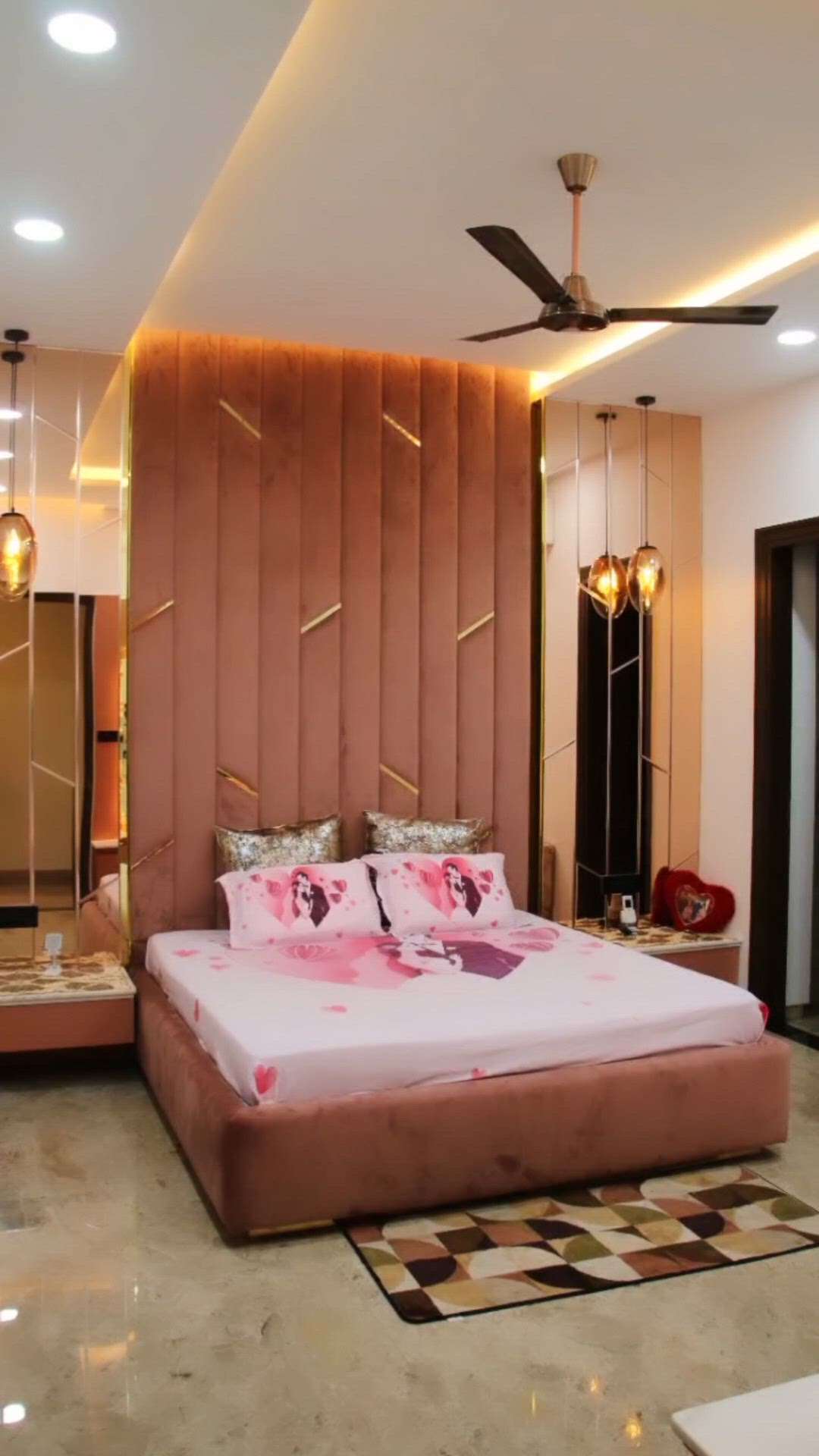 We Design your bedroom with your favourite color theme!!!
 #BedroomDecor  #MasterBedroom  #BedroomDesigns  #bedroominteriors  #colordeccor  #GlassMirror  #mirrorwall  #italianmarbles