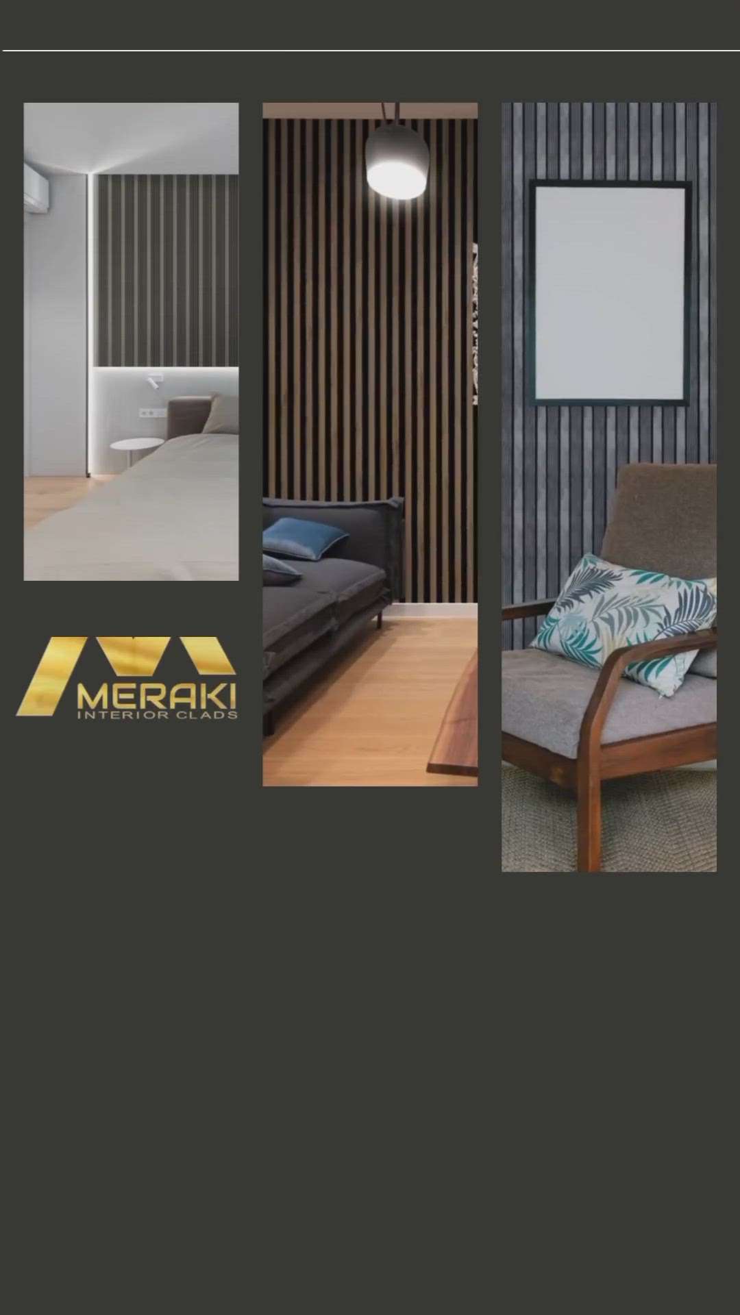 Transform your spaces into a masterpiece with Meraki Interior Clads 🌟
For enquiries contact 7907805100

 #MERAKI #HomeDecor #InteriorDesigner #cladding #wallpanels #Charcoallouvers #louverspanel #louver #