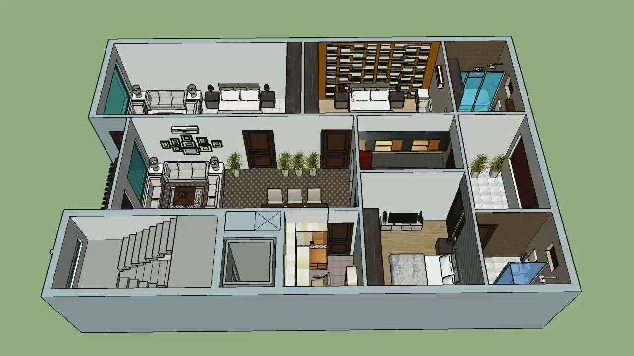 3D. Animation Interior of Residencial Building