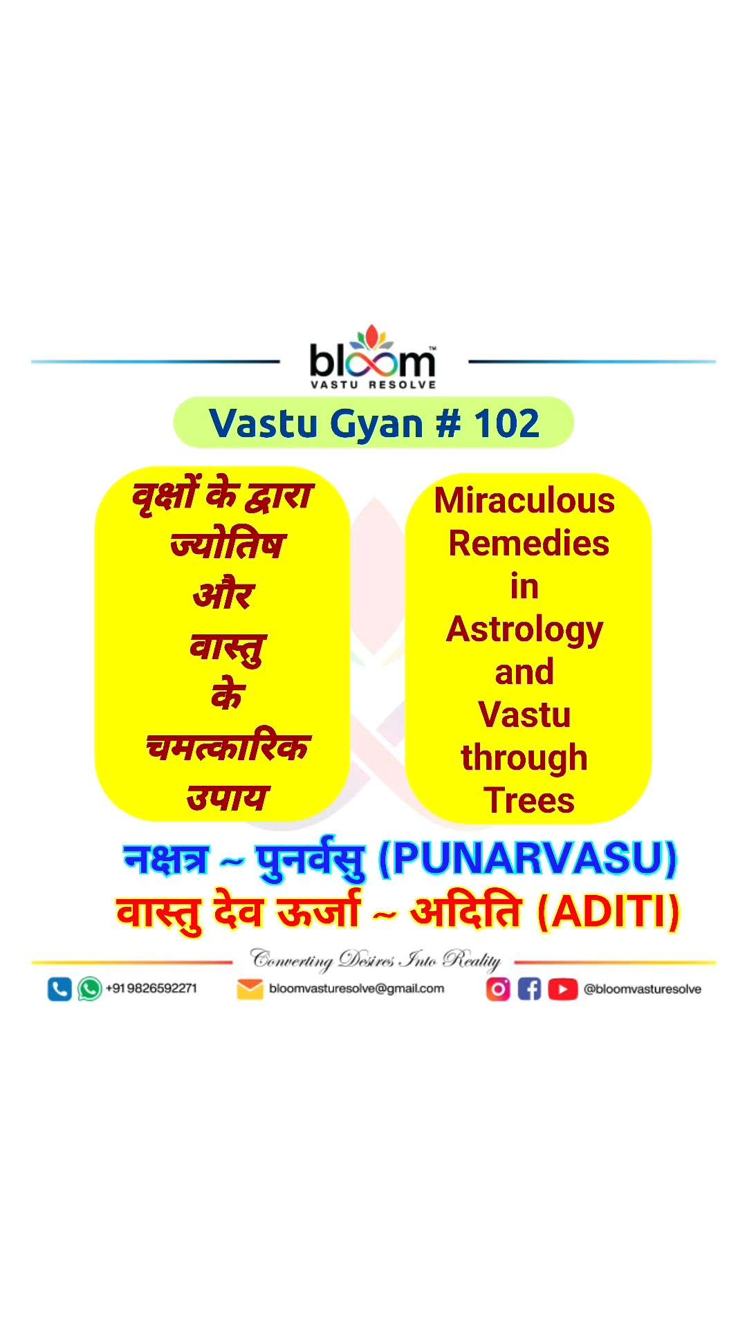 Which Nakshatra tree do you want to know, kindly write in the comment box.

For more Vastu please follow @bloomvasturesolve
on YouTube, Instagram & Facebook
.
.
For personal consultation, feel free to contact certified MahaVastu Expert through
M - 9826592271
Or
bloomvasturesolve@gmail.com

#vastu 
#mahavastu 
#mahavastuexpert
#bloomvasturesolve
#BirthConstellationTree
#vasturemedies
#astrovastu
#astrology
#DivineEnergyRemedy
#Sacredtree
#punarvasu
#aditi
#indian_gum_arabic_tree
#babool
#बबूल