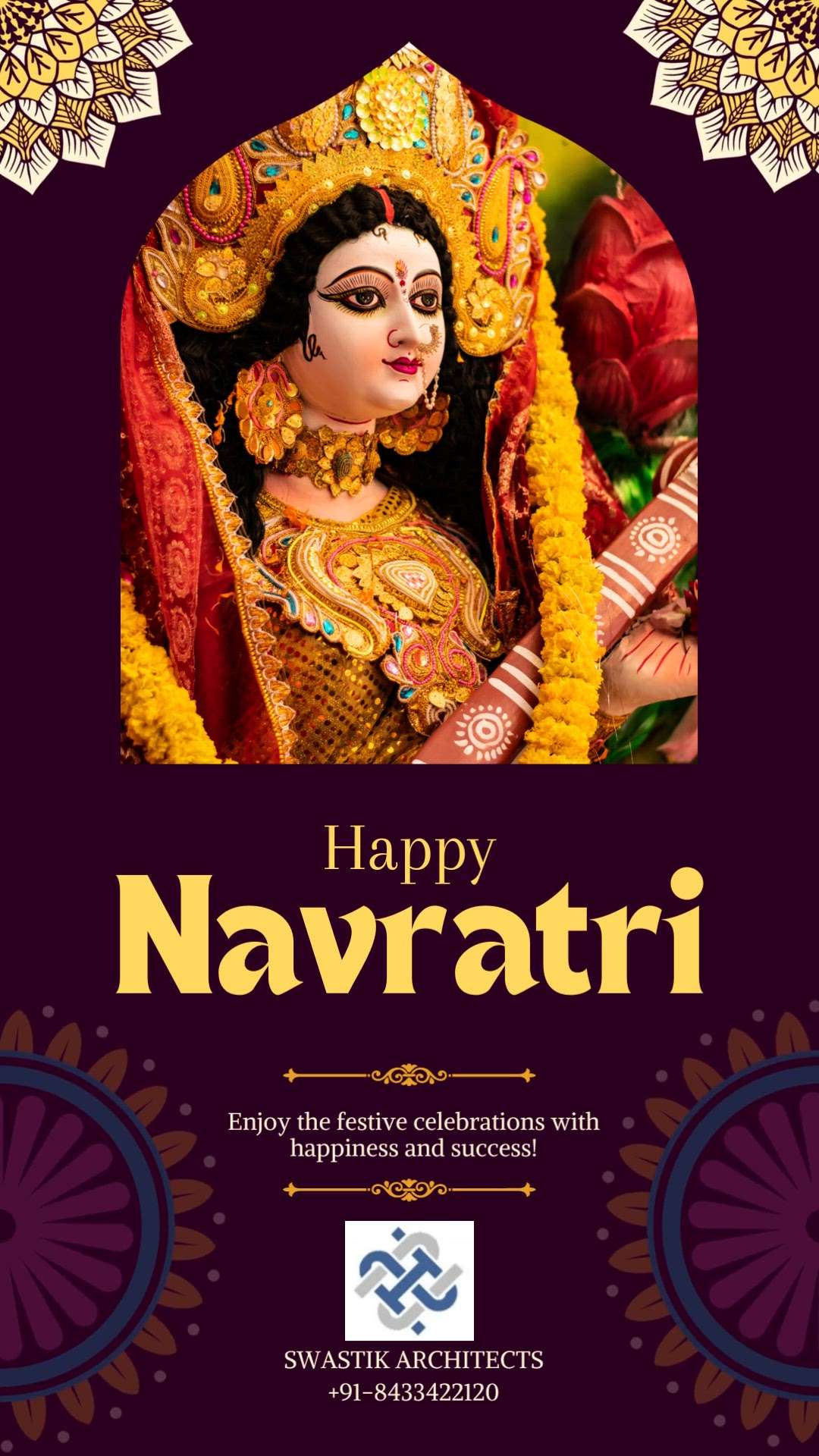 "May this Navratri illuminate your life with joy and prosperity! 🌟

At Swastik architects, we believe in celebrating the festive spirit with you. Our team is dedicated to providing you with top-notch Service that can add a touch of magic to your Navratri celebrations.

This Navratri, let's come together to make your dreams come true. Visit our website or contact us today to explore our exclusive Navratri offers and discounts.

Wishing you a joyful and blessed Navratri! 🙏
-Ar.Somitra Bhardwaj
+91-8433422120 # navratri special