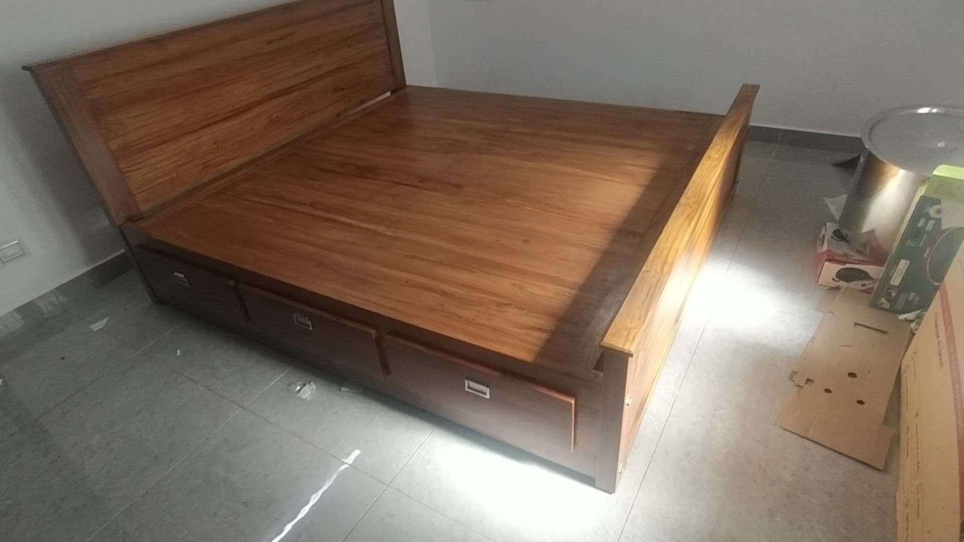 TEAK WOOD KING SIZE STORAGE BED WITH DRAWERS & DINING TABLE SET #table
 #Beds  #cot  #