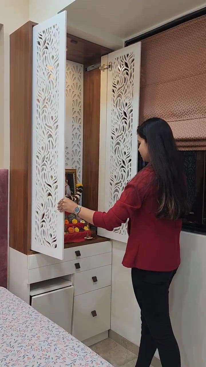 mandir design with foldable shutter  #mandir #HouseDesigns #mandirshutter
