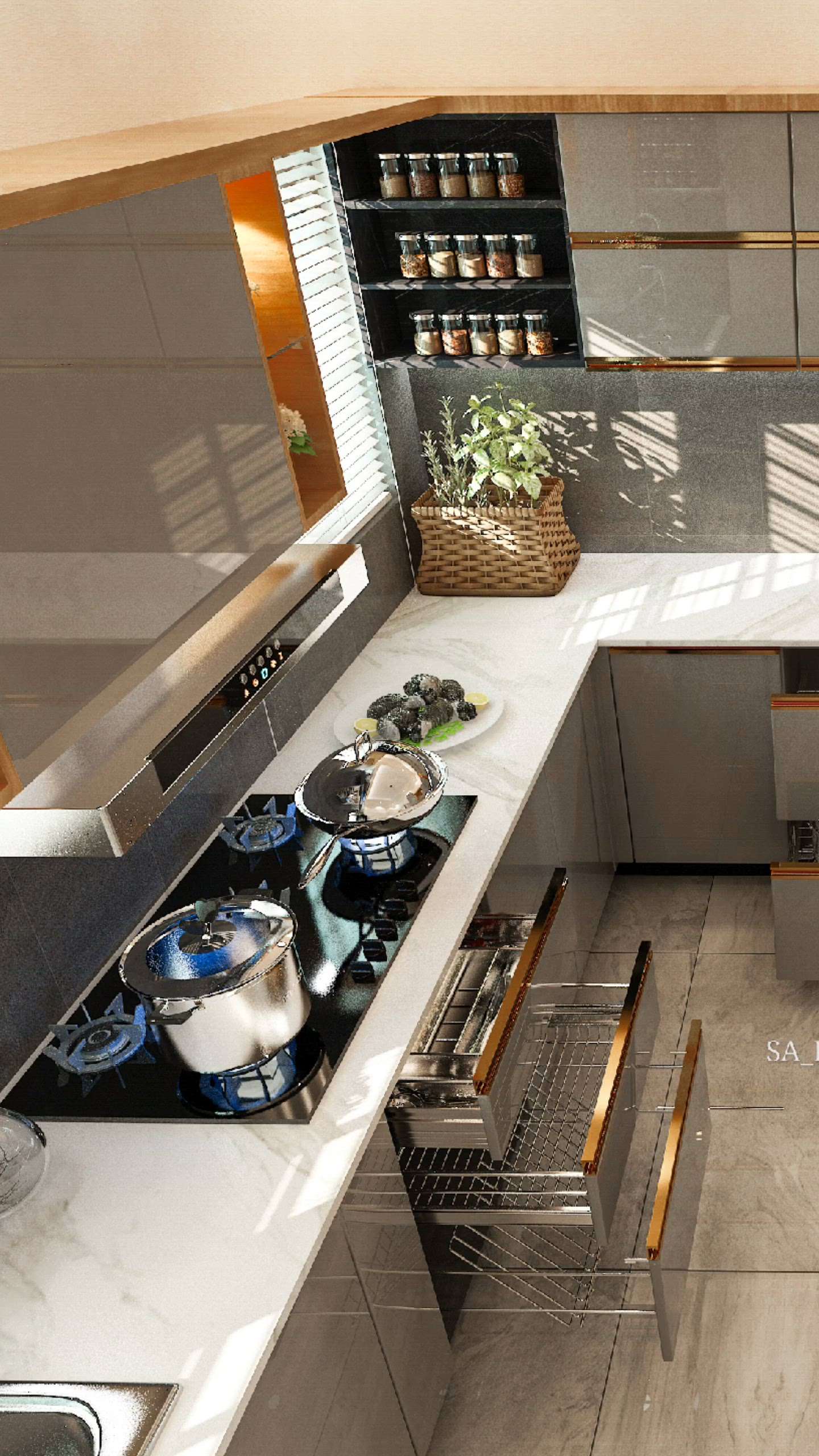 Modular Kitchen
3 views 1800rs  . specifications} 
Material Using: 710 BWP Marine Plywood 16mm (Wuudply
premium) & 16mm Multiwood
Laminates Using: Acrylic Glass Laminates by Euro Pratik & GreenLam
Hinges & Slider using EBCO
GTPTDT
Cutlery Tray
Basket Cup & Saucer Basket
Bottle Pullout
Tall Unit or Ladder Unit
Plain Basket
Plate Basket
Side Corner Pullout
Dustbin
 Hood & Hob
Glass Shutter For GTPT & G Profile Handle
Modular Home Interior Designs.
710 BWP  Marine Plywood
500+ Louvers Charcoal Panel designs.
Customised Requirements.
Branded accessories & Material.
100% Machine Made Units.
Factory Manufacturing.
15 Years Warranty.
Quality Work & Best Finishing. For more Details Contact me

 #ClosedKitchen  #KitchenIdeas  #LargeKitchen  #KidsRoom  #marine  #ModularKitchen  #moderndesign  #modernhouse  #LargeKitchen  #WoodenKitchen  #3d  #render3d3d  #3DoorWardrobe