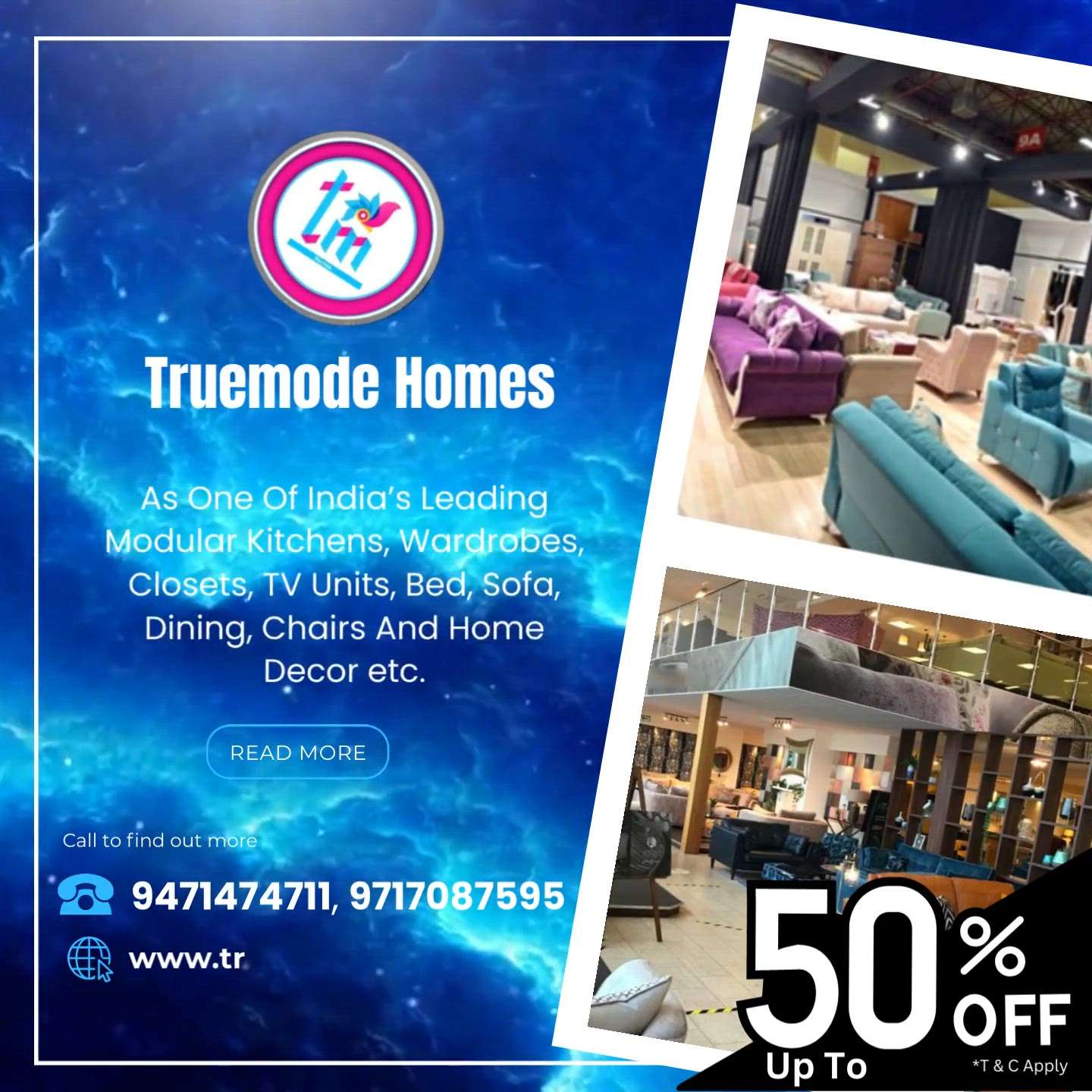 Dreams come true with Truemode Homes Luxury Furnitures Like- Bed, Sofa, Dinning table set, Centre table, coffee table and all Custom made Furniture on Lower price.

 #LUXURY_BED #ModernBedMaking  #LivingRoomSofa  #LUXURY_SOFA  #dinning_set  #dinningchair  #dinningstyle  #centertablesdesign  #centertable  #CoffeeTable  #coffetable  #console  #puffychair  #HomeDecor  #customized_mirror  #GlassMirror  #mirrors  #LED_Sensor_Mirror  #LED_Mirror