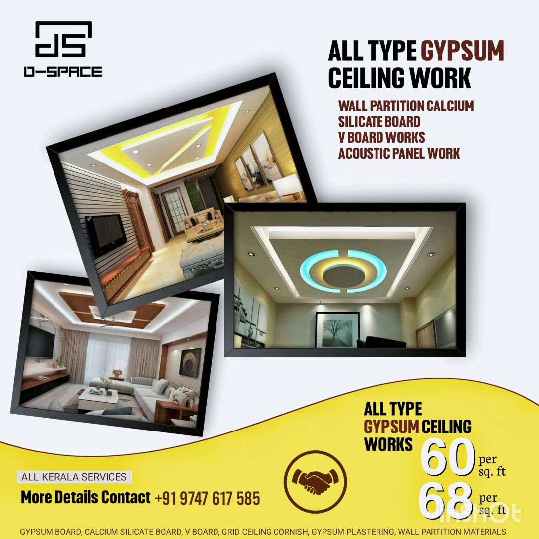 #gypsumceilingworks 

© All type gypsum ceiling works
© Wall partition
© Acoustic ceiling and panel works
© grid ceiling
© Excellent workers and good finish
We undertake various types of false ceiling works for both residential and commercial sites – big or small.
Ph no 9747617585