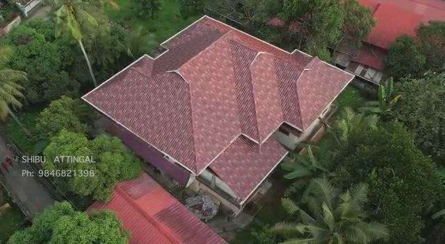 #roof work.. Geo roof . color red clay. 50  work  site  Attingal.. 9846821398