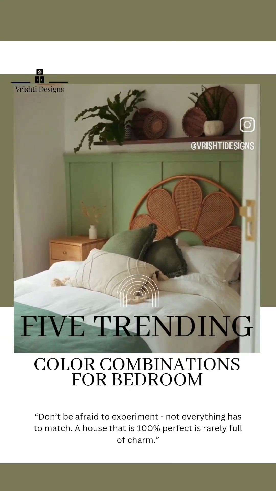 Transform Your Bedroom with These Five Trending Color Combinations! 🎨🛌 Create a haven of tranquility and style with these captivating bedroom color palettes. From soothing neutrals to bold statements, we bring you five inspiring combinations that will turn your bedroom into a dreamy retreat. Which one speaks to your personal style? Let us know in the comments! 👇💤  #BedroomColorCombinations #InteriorDesignInspo #DreamyRetreat #HomeDecorIdeas #VrishtiDesigns
