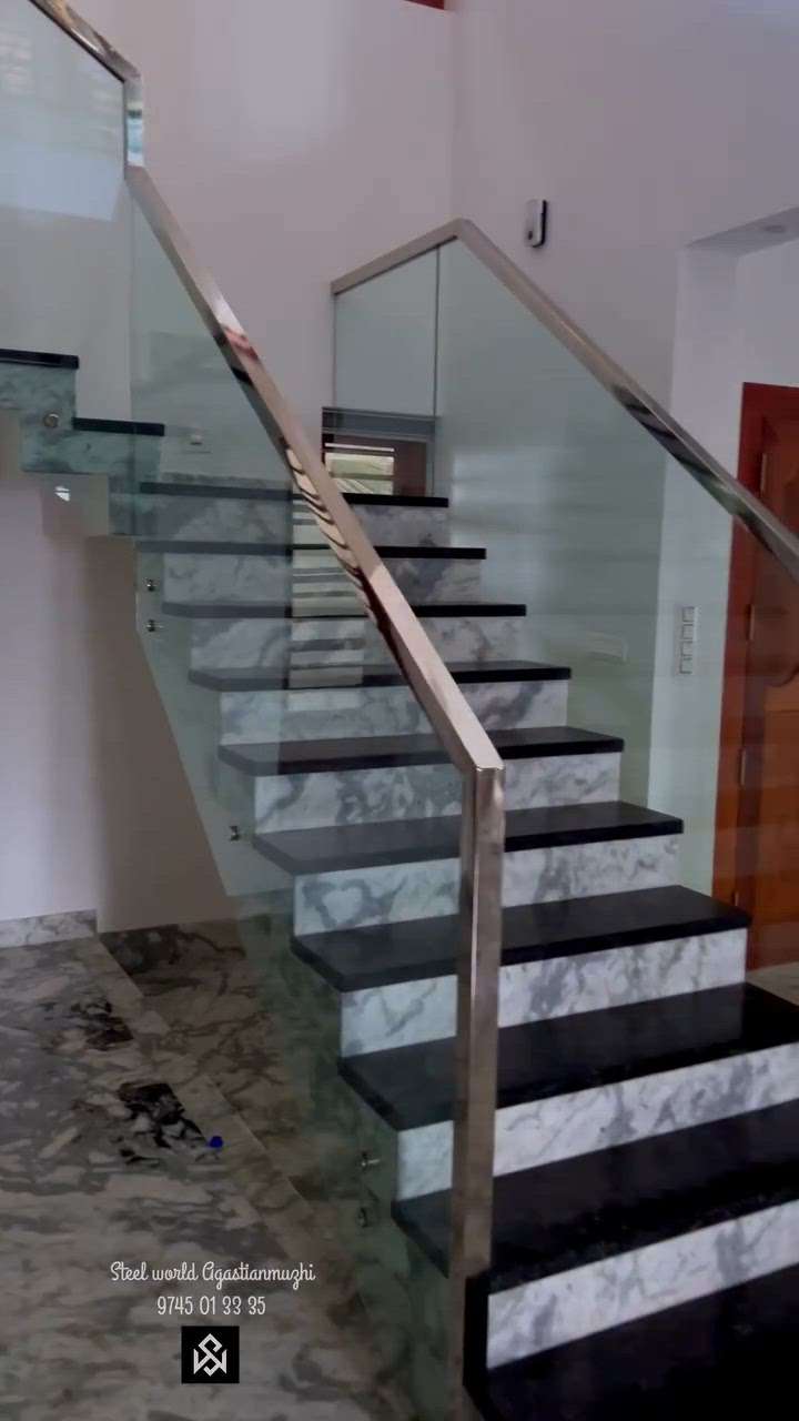 #glassstairrailing  # Steel fabrics  #toughenedglasswork  #handrails  #mukkam  #kozhikodeengineer  # Calicut #Stee_World _Mukkam