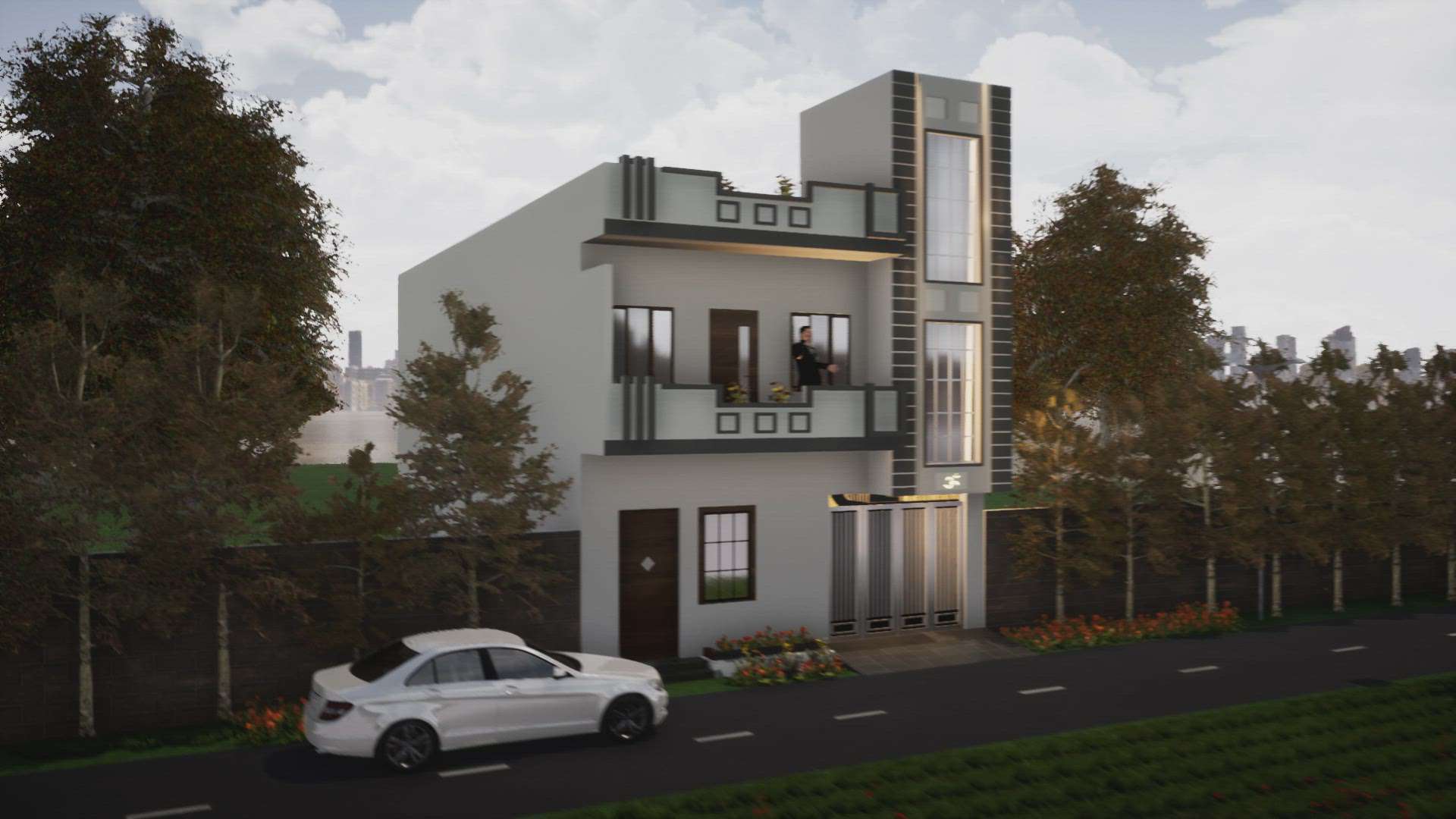 house front elevation  #ElevationHome  #ElevationDesign  #frontElevation  #gray_colour  #greenenergy