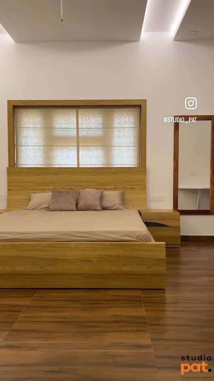 Minimalist bedroom - teak wooden finish coat # # # #f # #furnwork interior  # #InterDesigner  #LUXURY_INTERIOR  #bedroominteriors