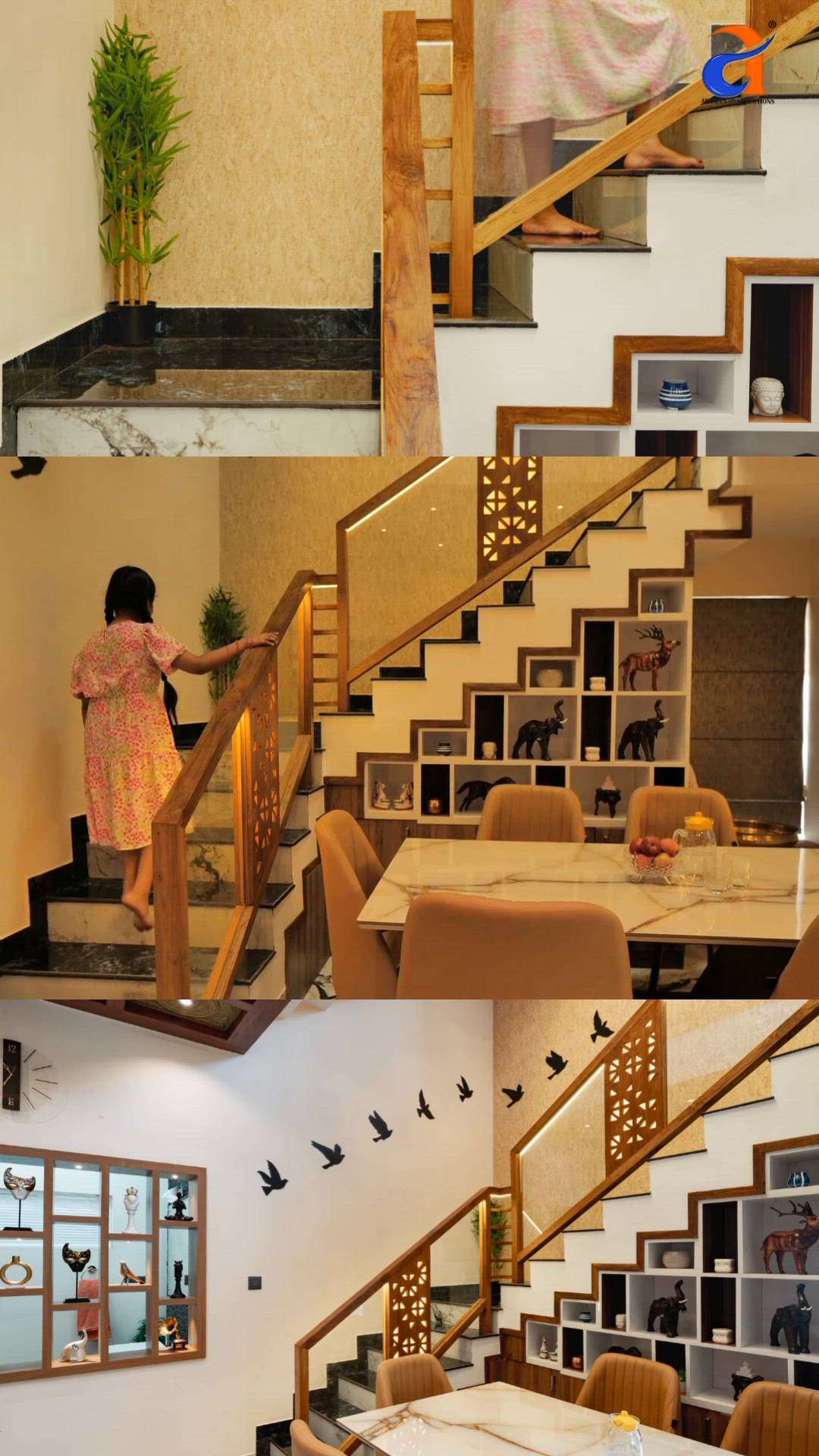 Interior design 💫 


 #InteriorDesigner #StaircaseDecors #GlassStaircase #DiningTable