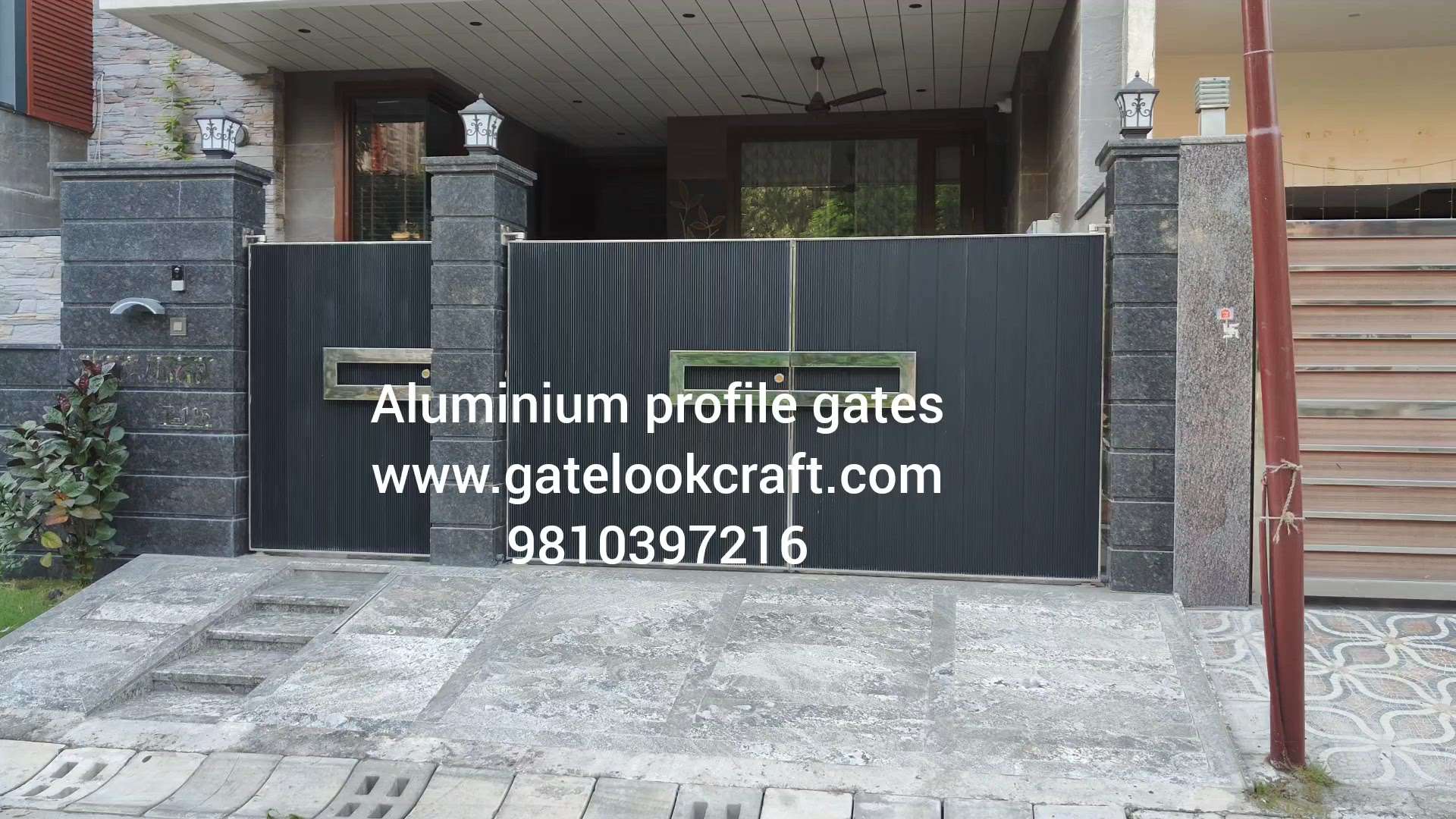 Aluminium profile gates by Hibza sterling interiors pvt ltd #gatelookcraft #aluminiumprofilegates #modular #fancygates #maingate