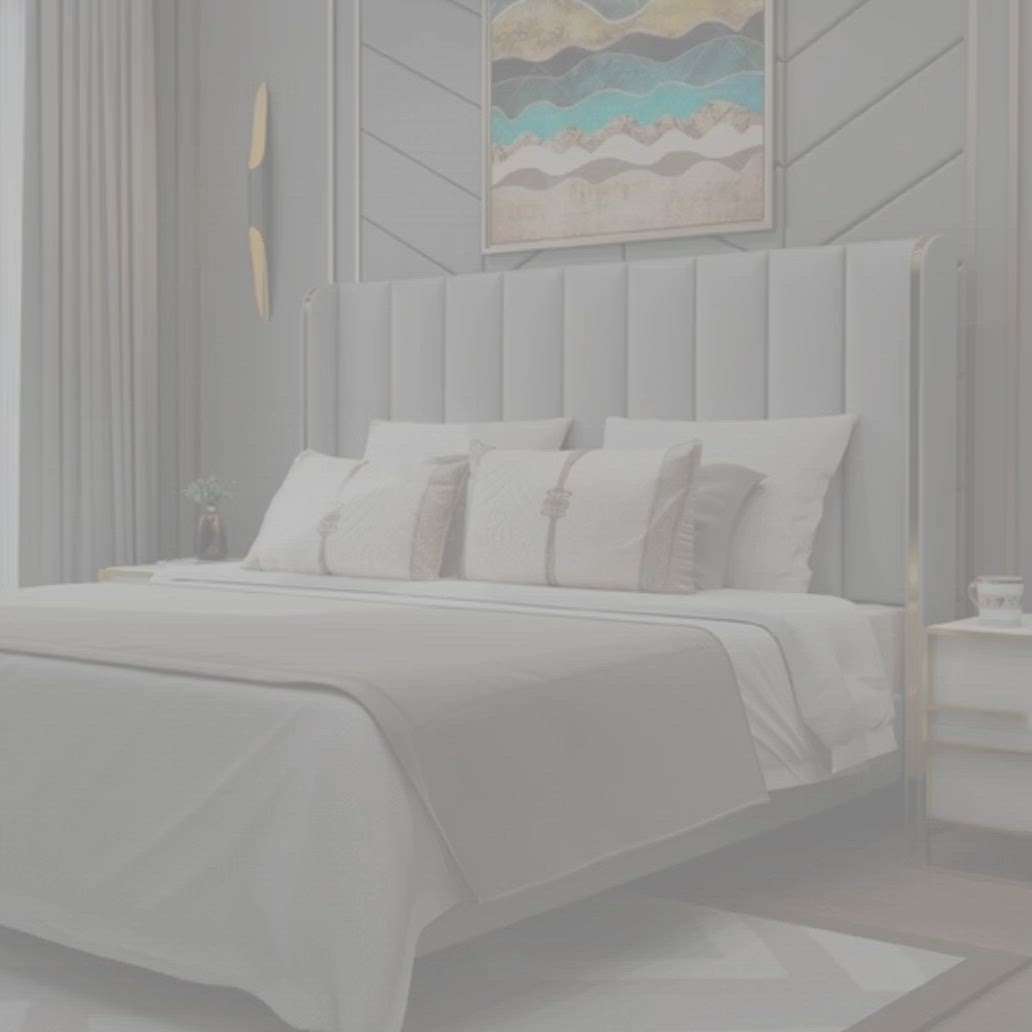 Luxurious Light Gray Upholstered Bed | #viral #subscribe #home #furniture #bed #sofa #DressingTable  #KingsizeBedroom  #bedroom  #followers #shopping  #Shorts #shortvideo