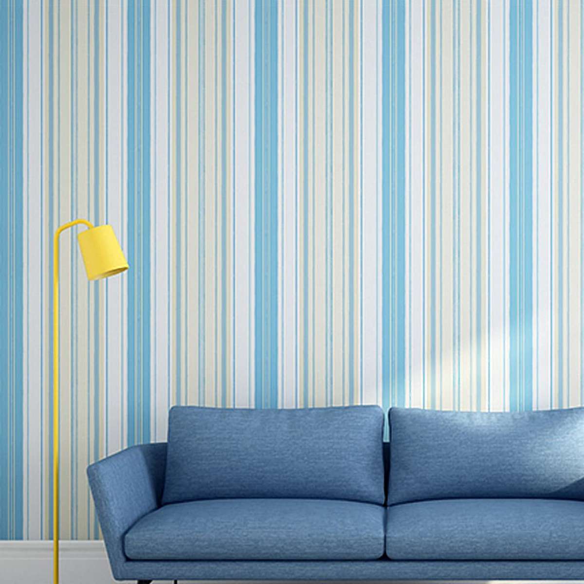 wolpin Wall Stickers DIY Wallpaper for Hall (45 x 500 cm), Vertical Stripes Home Office Modern Design, Self Adhesive Decals, Yellow