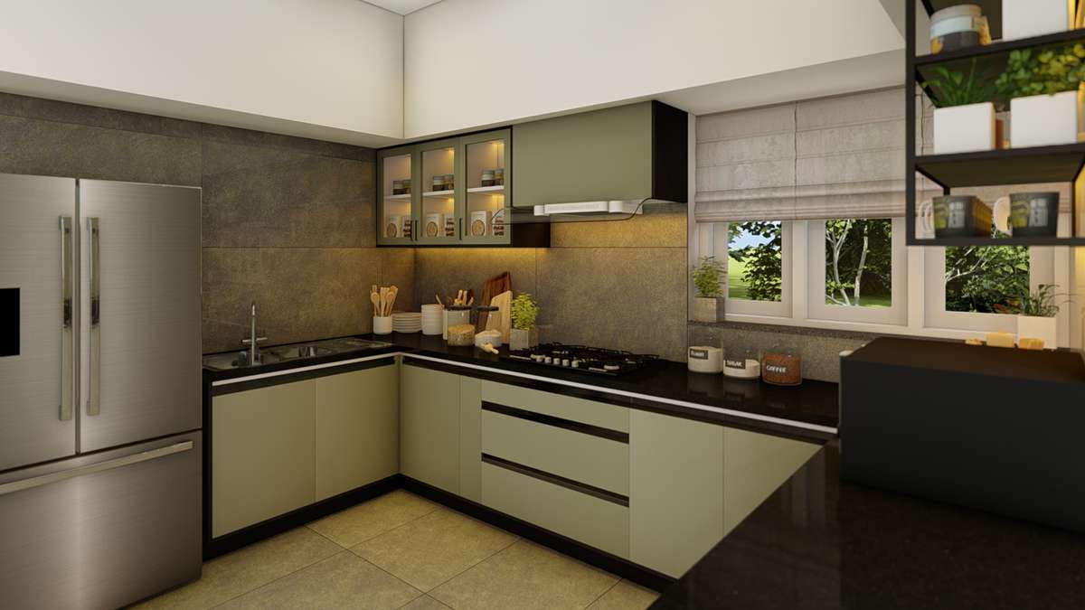 Kitchen, Storage, Window Designs by Architect Ar Jinsan Chacko, Kottayam | Kolo