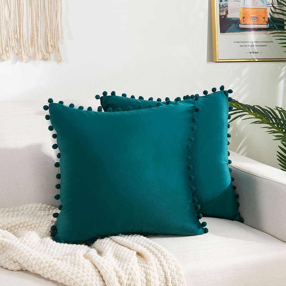 Brand - Umi Decorative Throw Pillow Covers, Soft Velvet