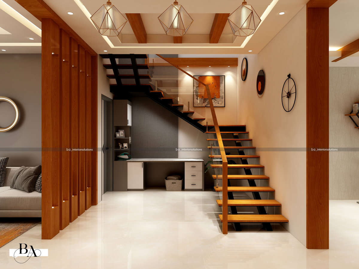 Ceiling, Lighting, Staircase, Storage, Home Decor Designs by Interior Designer Ibrahim Badusha, Thrissur | Kolo