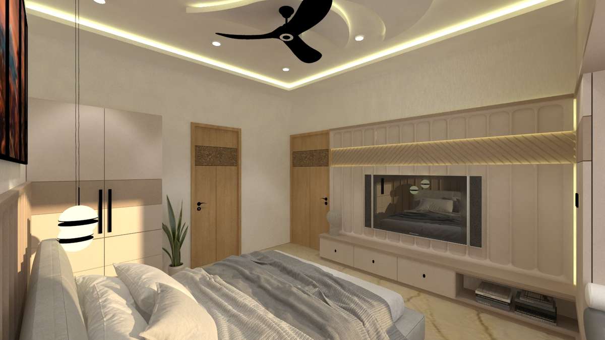 Ceiling, Lighting, Furniture, Storage, Bedroom Designs by Interior Designer Aziz Matka, Indore | Kolo