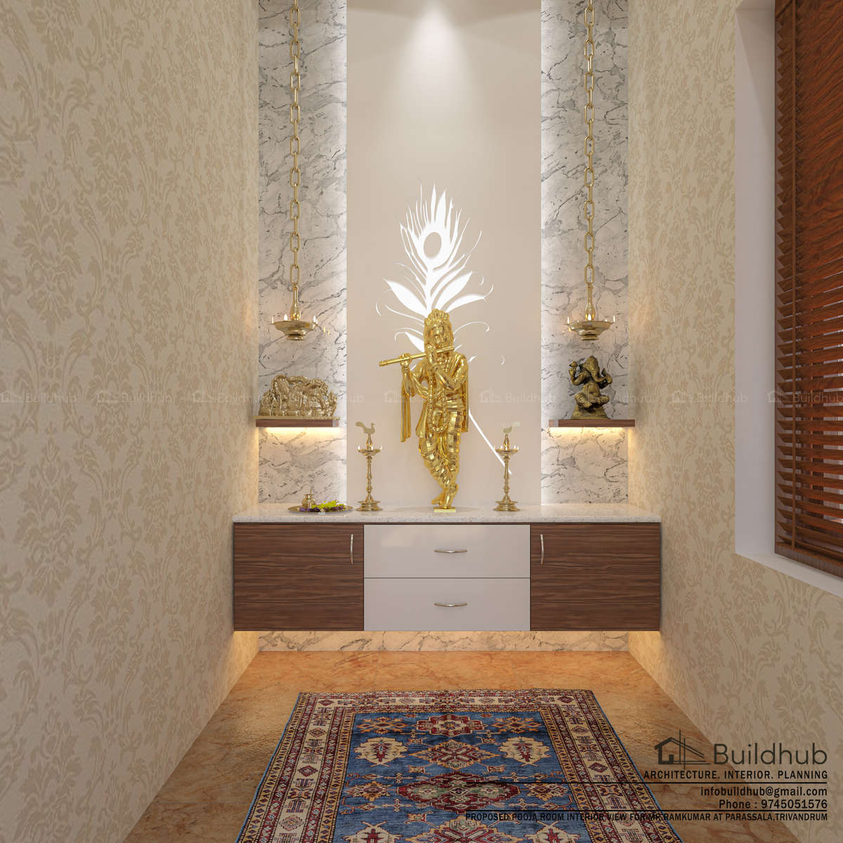 Lighting, Storage, Prayer Room Designs by Architect Aagraham Architecture Studio, Thiruvananthapuram | Kolo