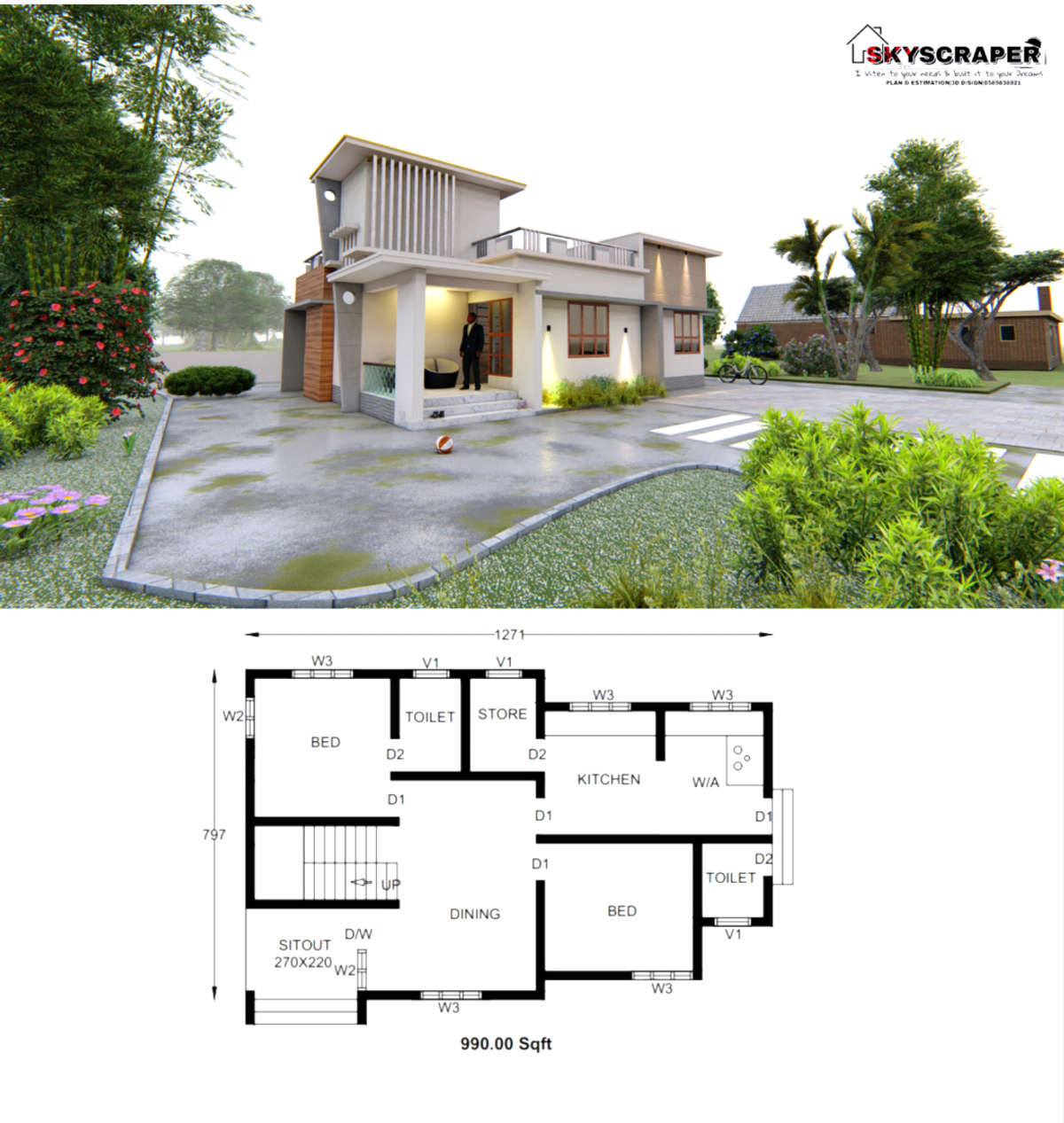 Exterior, Plans Designs by Civil Engineer er Vishnu lal, Malappuram | Kolo