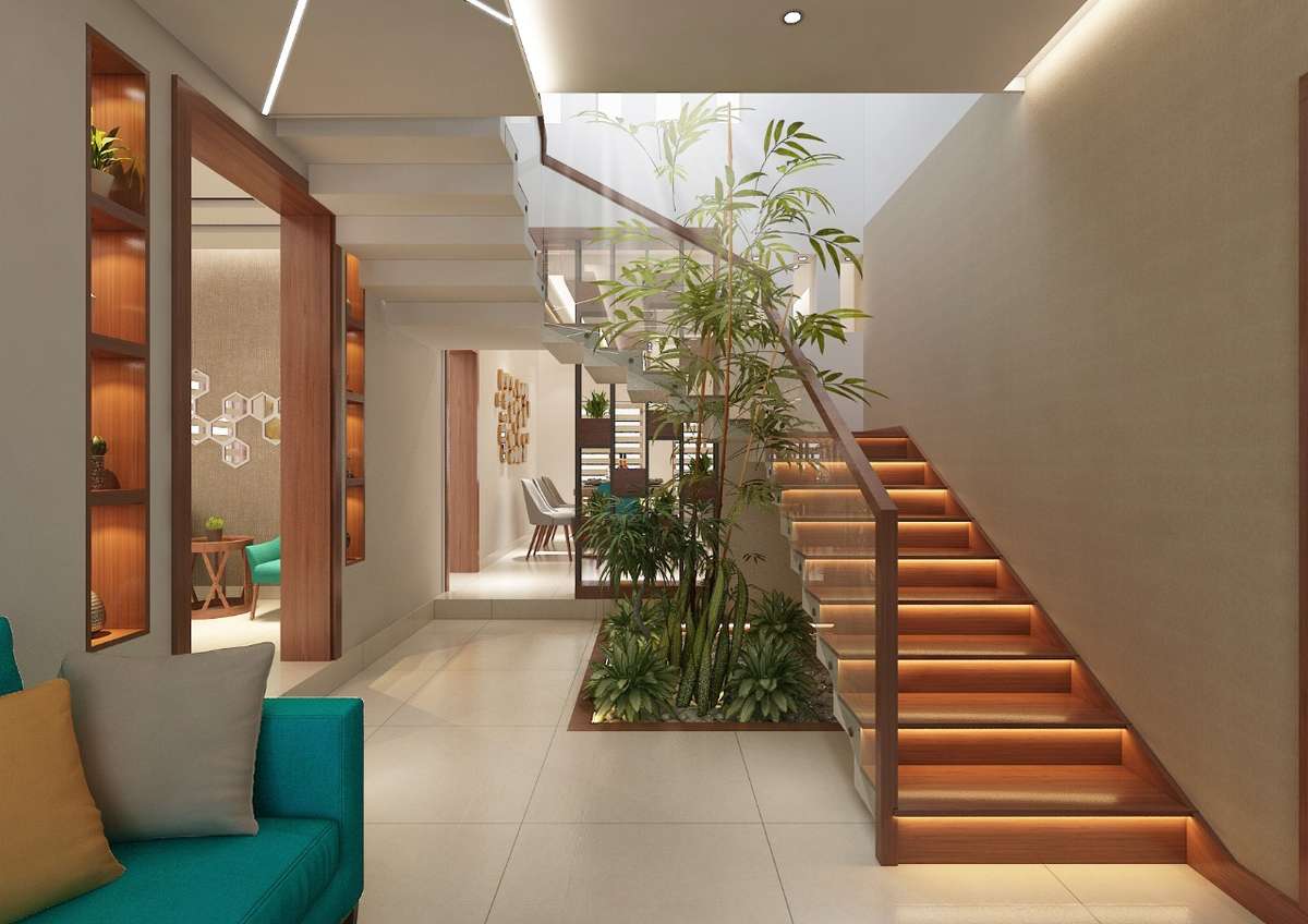 Living, Lighting, Staircase, Storage Designs by Interior Designer Mohammed ubas, Thrissur | Kolo