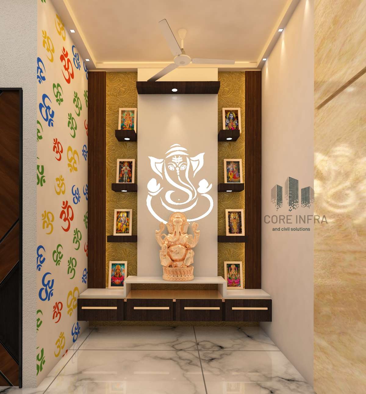 Prayer Room, Storage Designs by Civil Engineer Shubham Kushwah, Indore | Kolo
