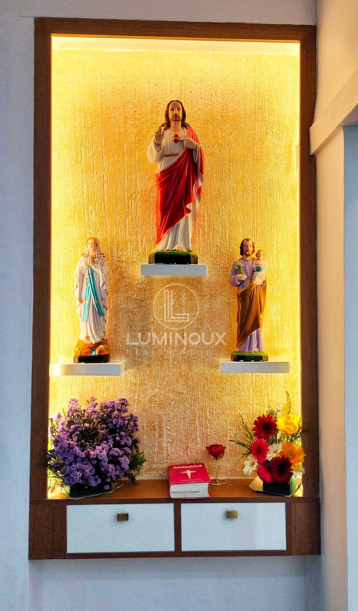 Lighting, Prayer Room, Storage Designs by Interior Designer Luminoux Design Studio, Ernakulam | Kolo