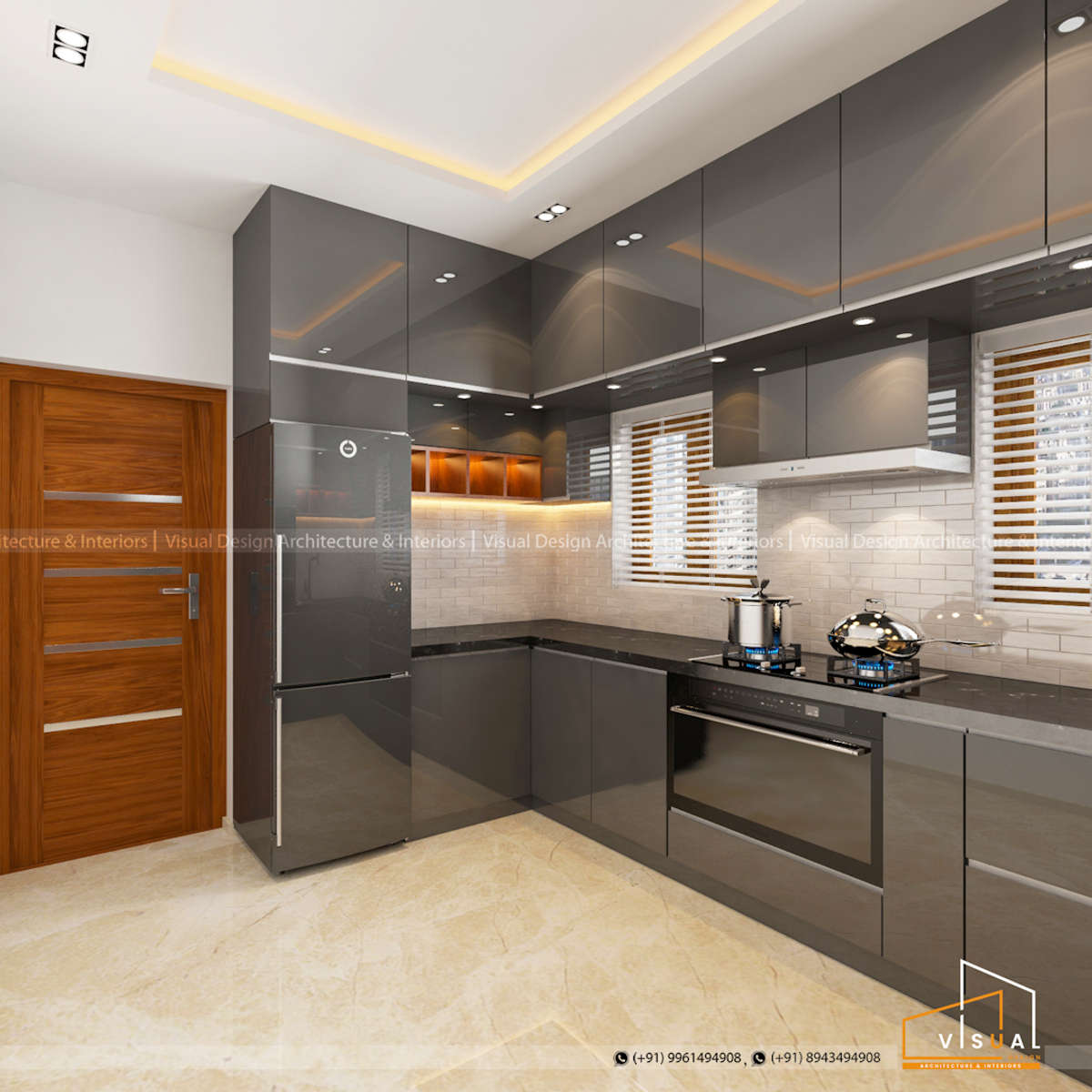 Kitchen, Lighting, Storage Designs by Architect Visual Design Architects, Kozhikode | Kolo