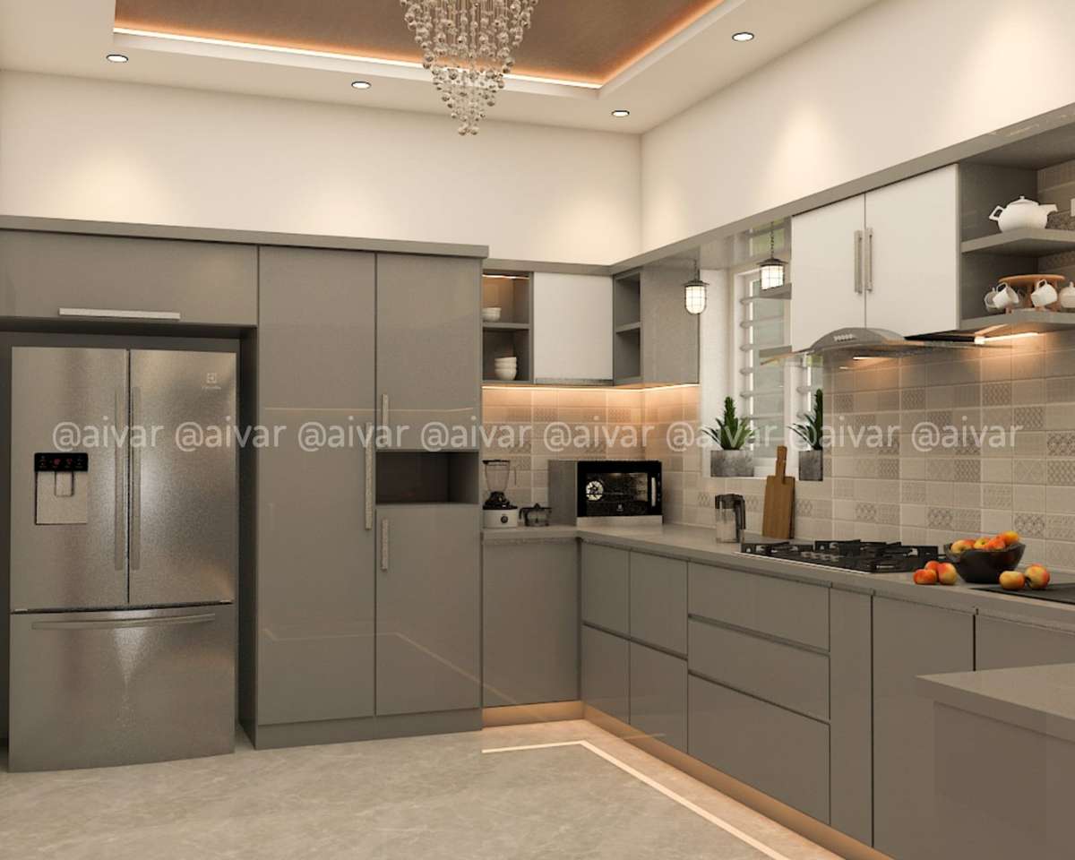 Kitchen, Lighting, Storage Designs by Architect AIVAR DEVELOPERS, Malappuram | Kolo